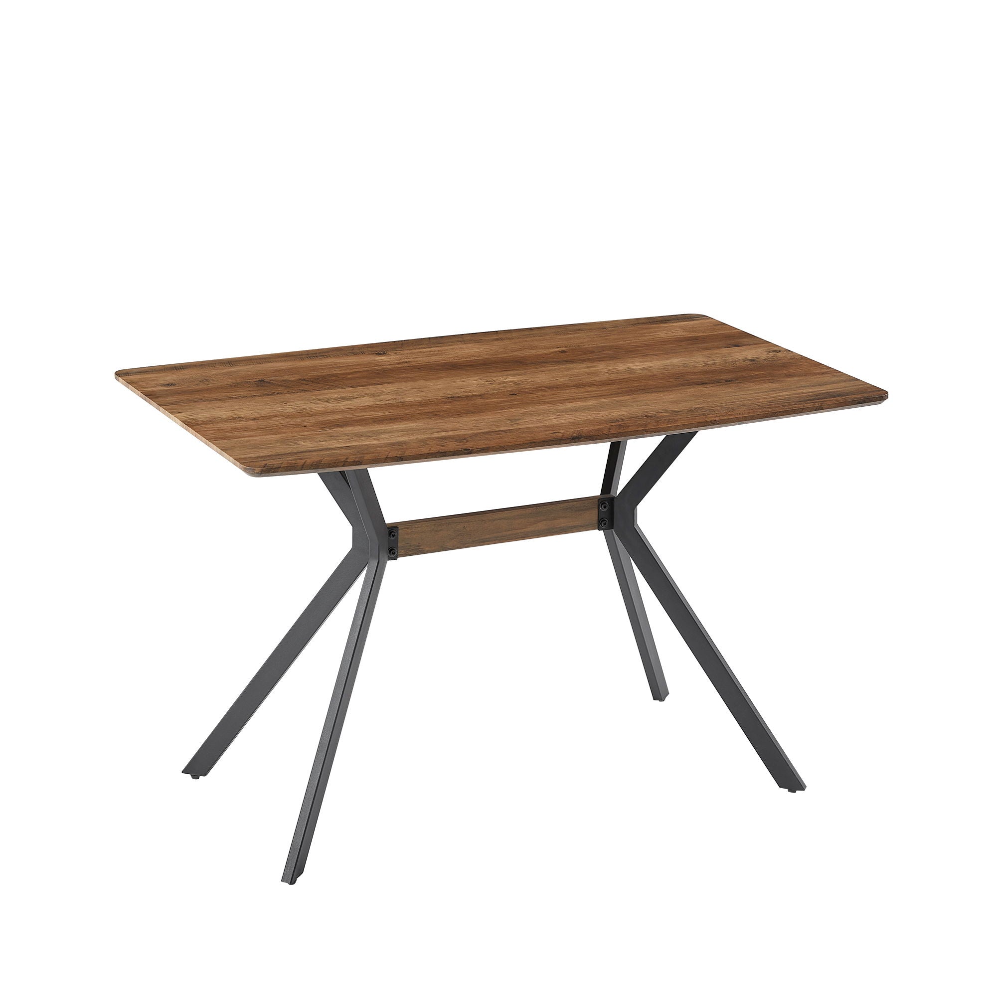 Modern Minimalist Style Dining Table MDF Wooden Top Metal Shelf Metal Heat Transfer Legs Leveling Feet For Dining Room Kitchen Office Table - Walnut / Black - Best Buy Furniture