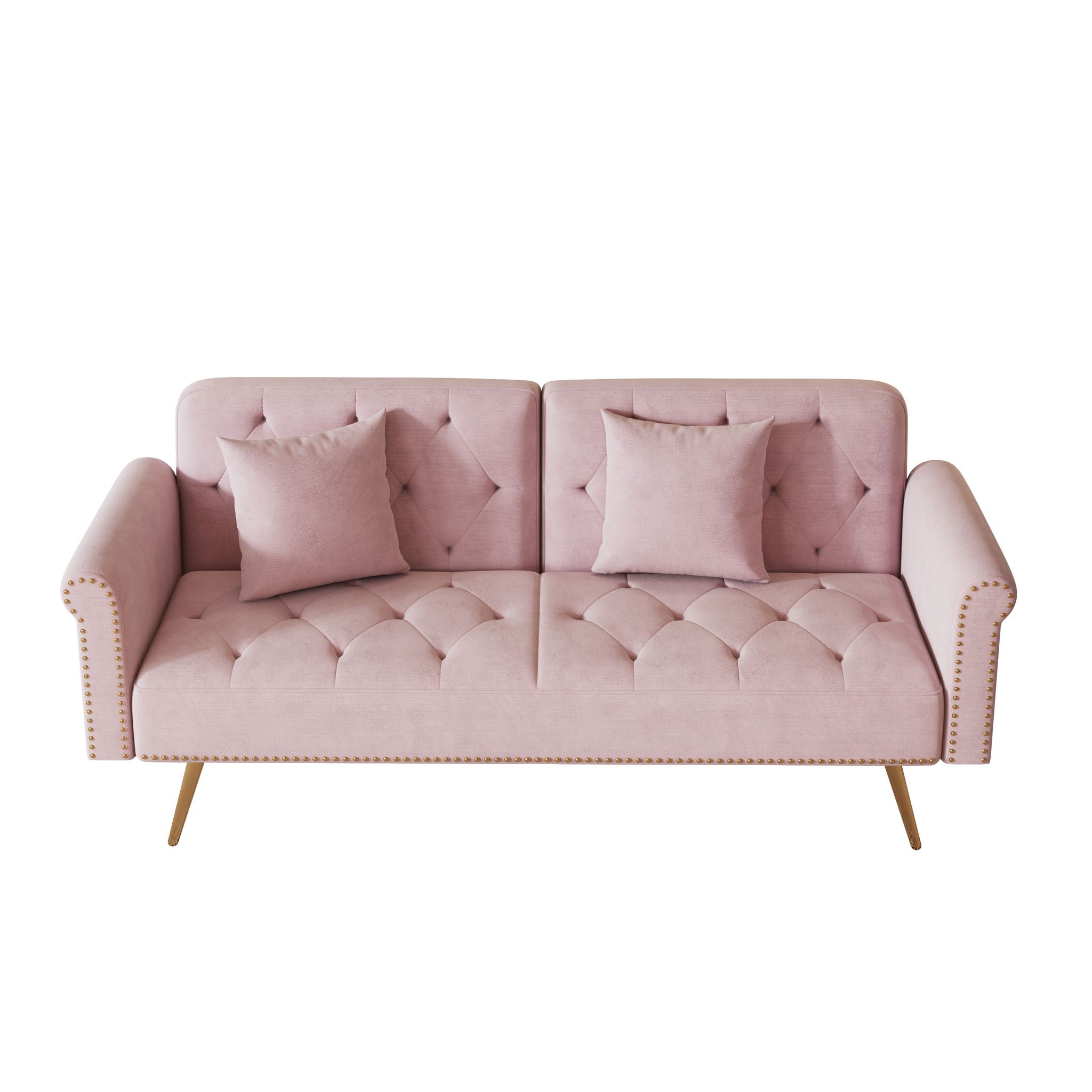 Luxurious Velvet Sofa Bed With Nail Head Trim And Matching Pillow - Best Buy Furniture
