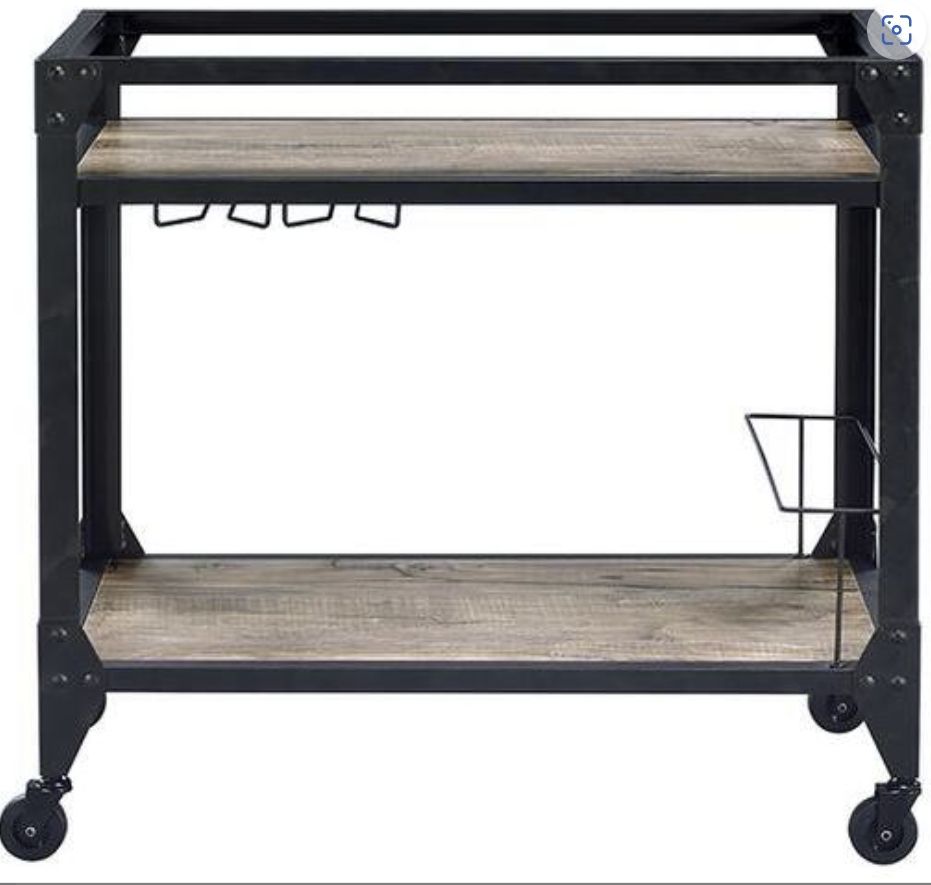 Jorgensen - Serving Cart - Rustic Oak / Charcoal - Best Buy Furniture