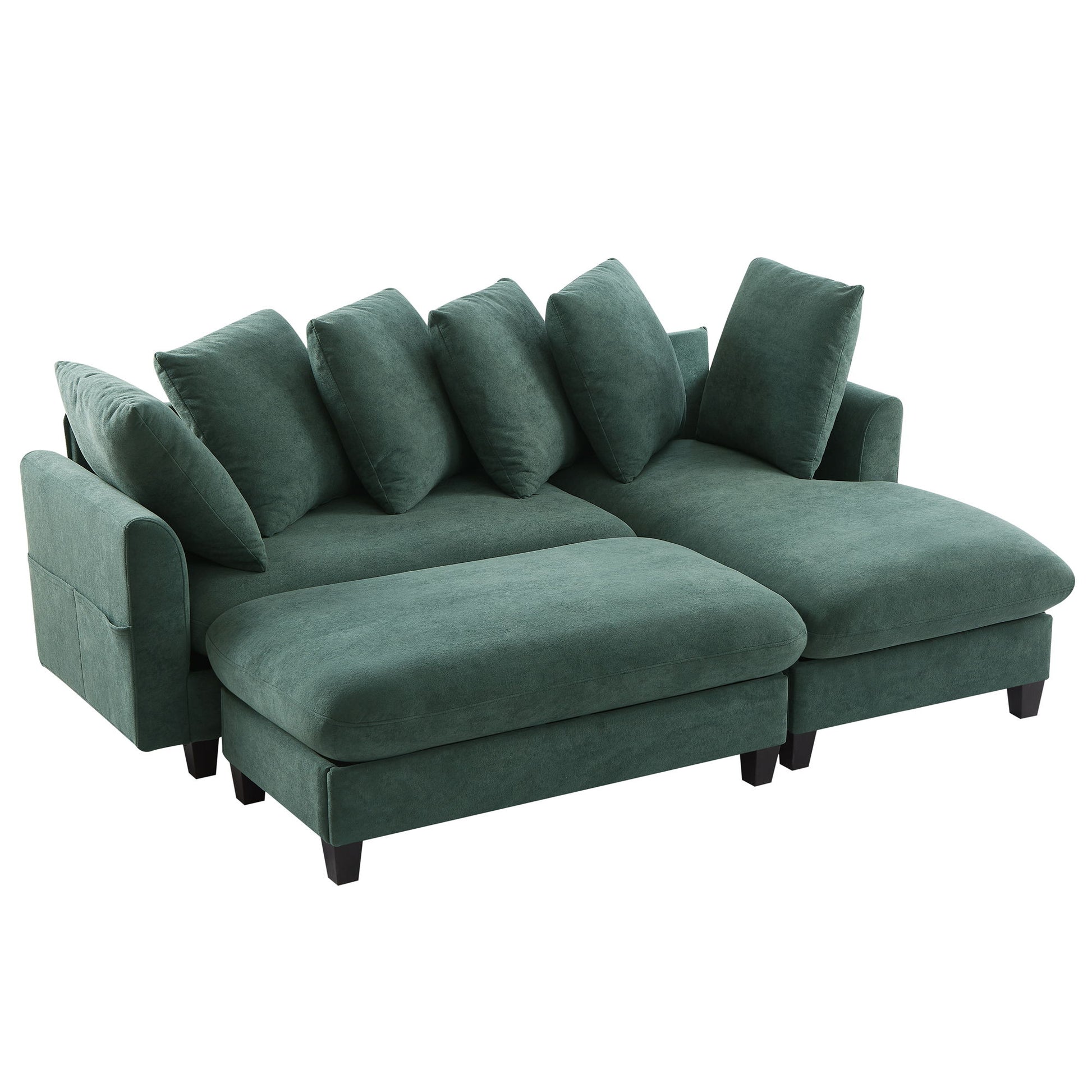 Upholstered L Shaped Sectional Sofa With Storage, Movable Ottoman, And 6 Throw Pillows - Best Buy Furniture