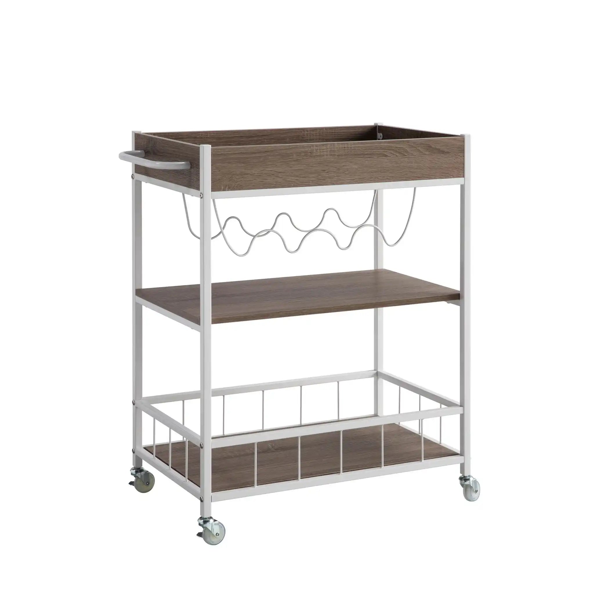 Rolling Kitchen Cart With Storage And Four Wine Bottle Rack - Best Buy Furniture