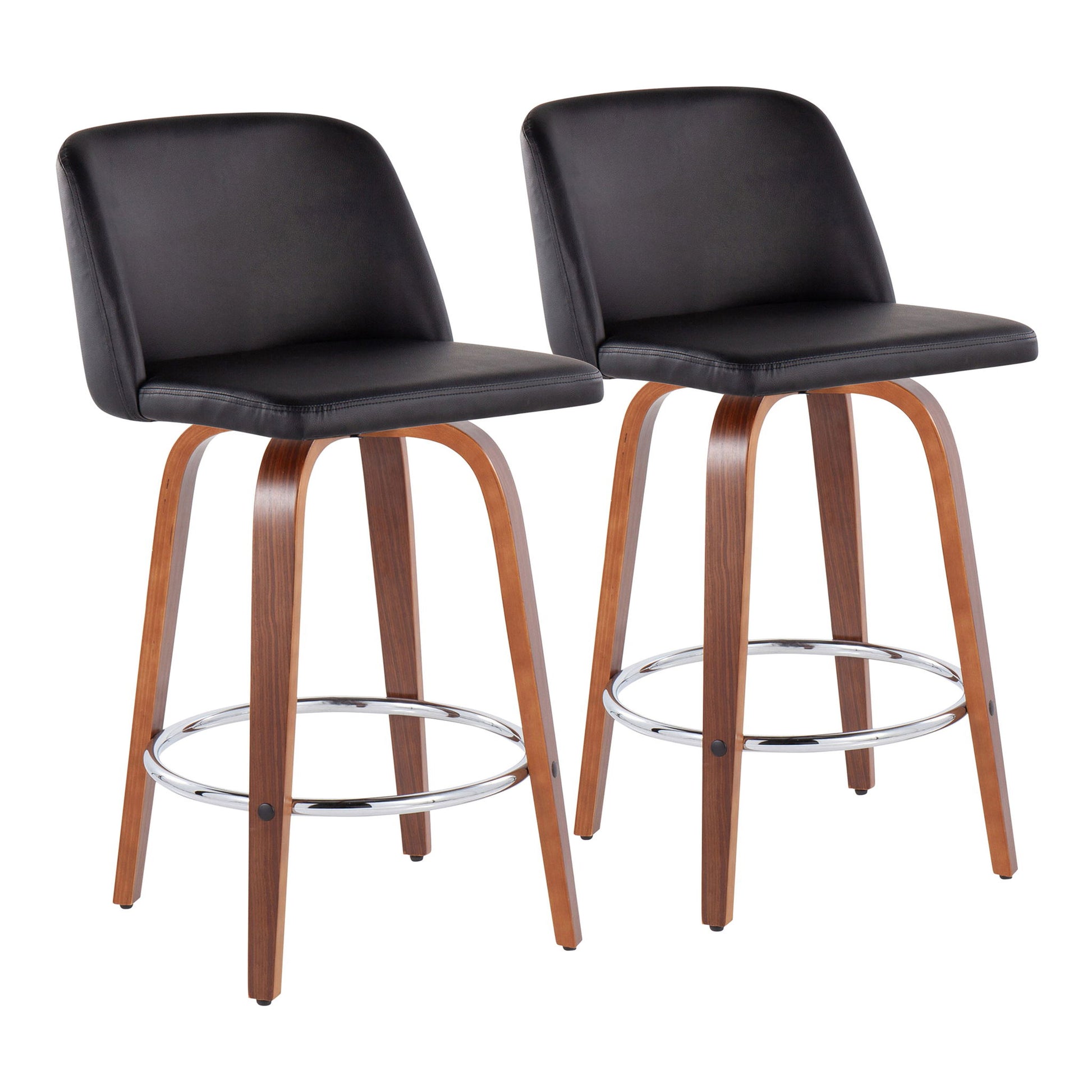 Toriano - Mid-Century Modern Fixed Height Counter Stool With Round Footrest (Set of 2) - Best Buy Furniture
