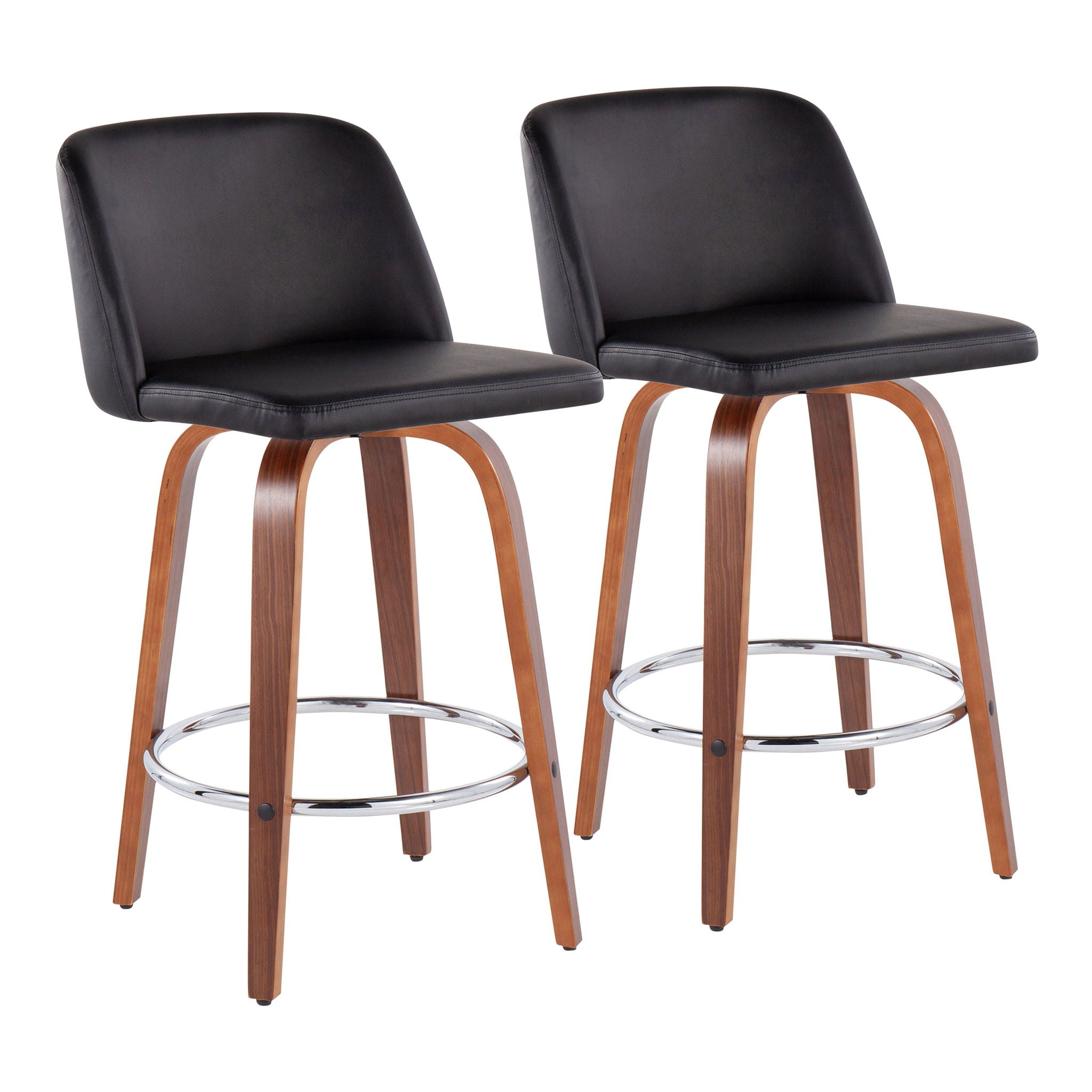 Toriano - Mid-Century Modern Fixed Height Counter Stool With Round Footrest (Set of 2) - Best Buy Furniture
