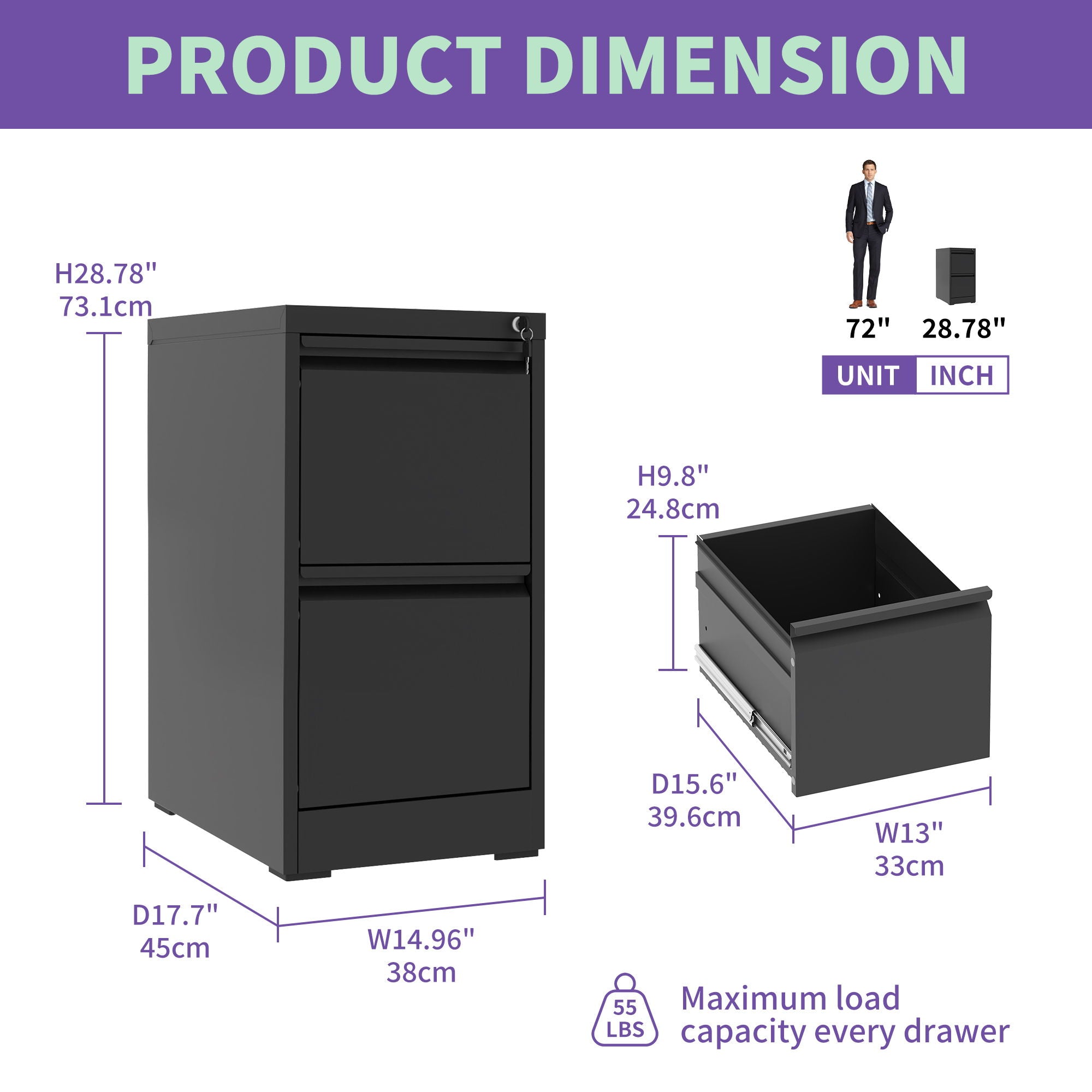 Steel Drawer Vertical File Cabinet With Lock For A4 Legal / Letter Size - Best Buy Furniture