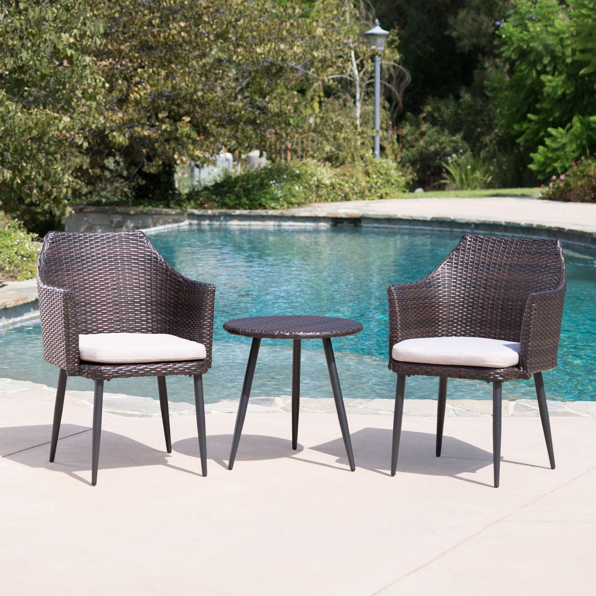 Kenneth - 3 Pieces Chat Set Outdoor Furniture - Brown Multi - Best Buy Furniture