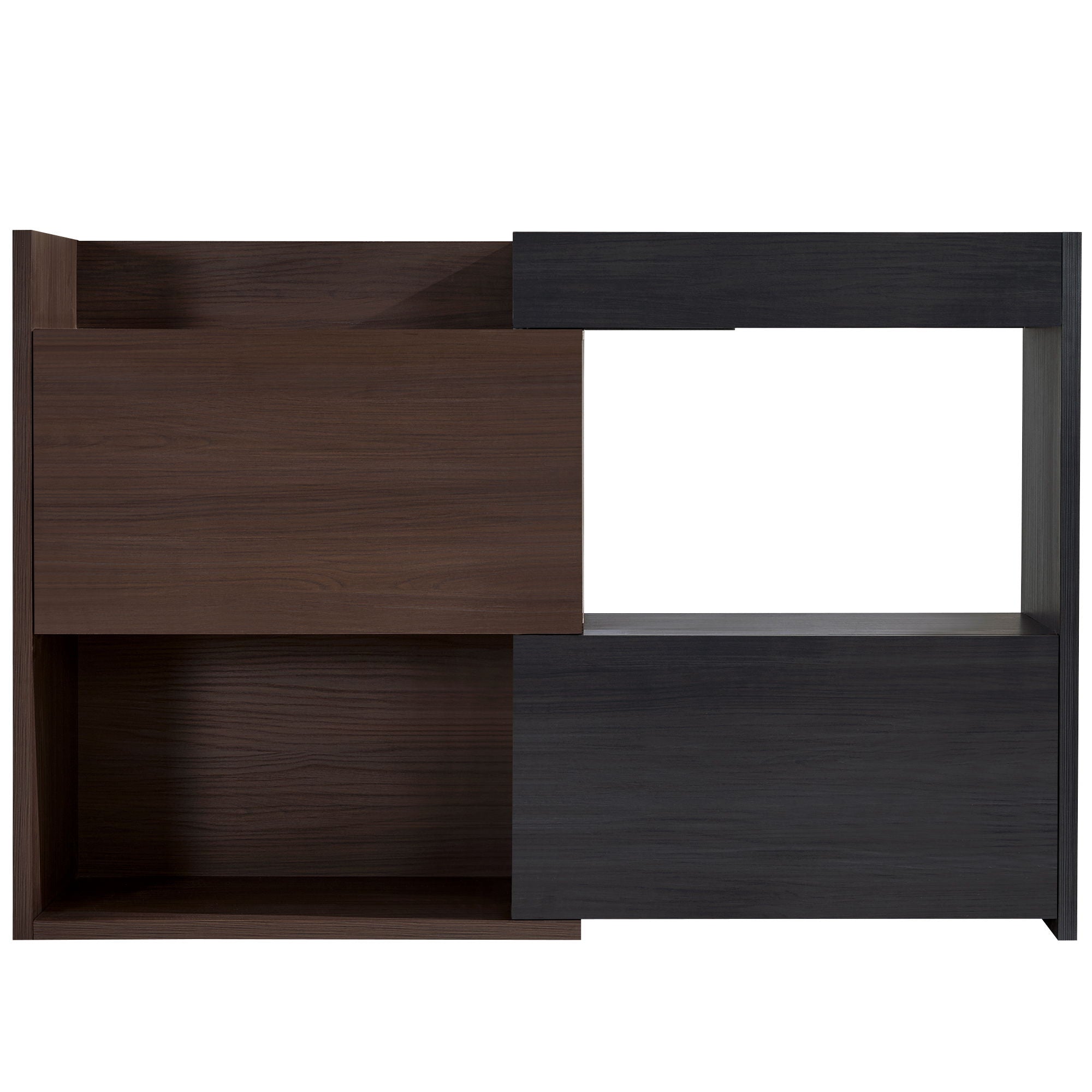 Modern Extendable & Rotating Cabinet With Drawer And Flip Doors For Versatile Storage - Black / Dark Walnut - Best Buy Furniture