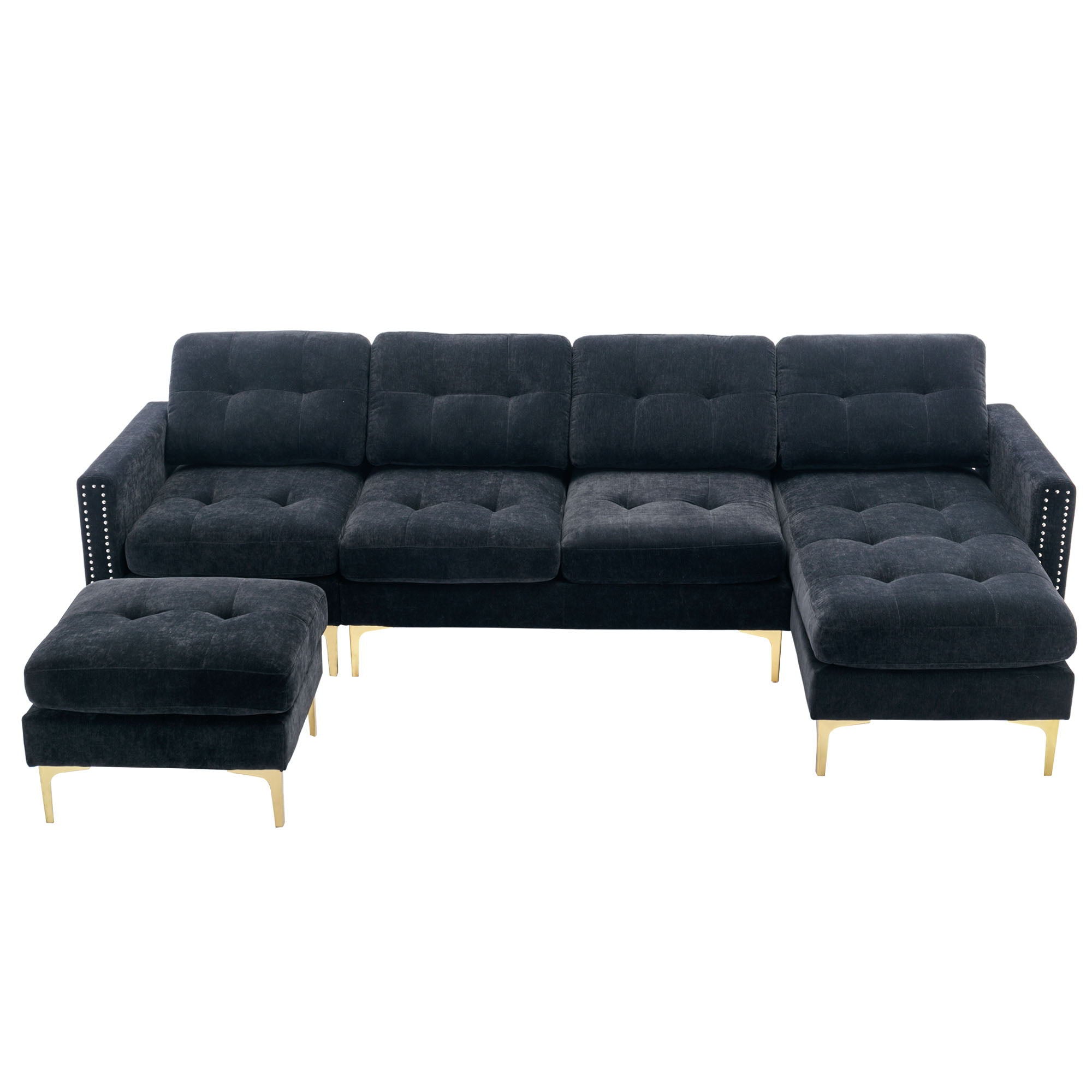 Modern L - Shape Convertible Sectional Sofa With Movable Ottoman - Best Buy Furniture