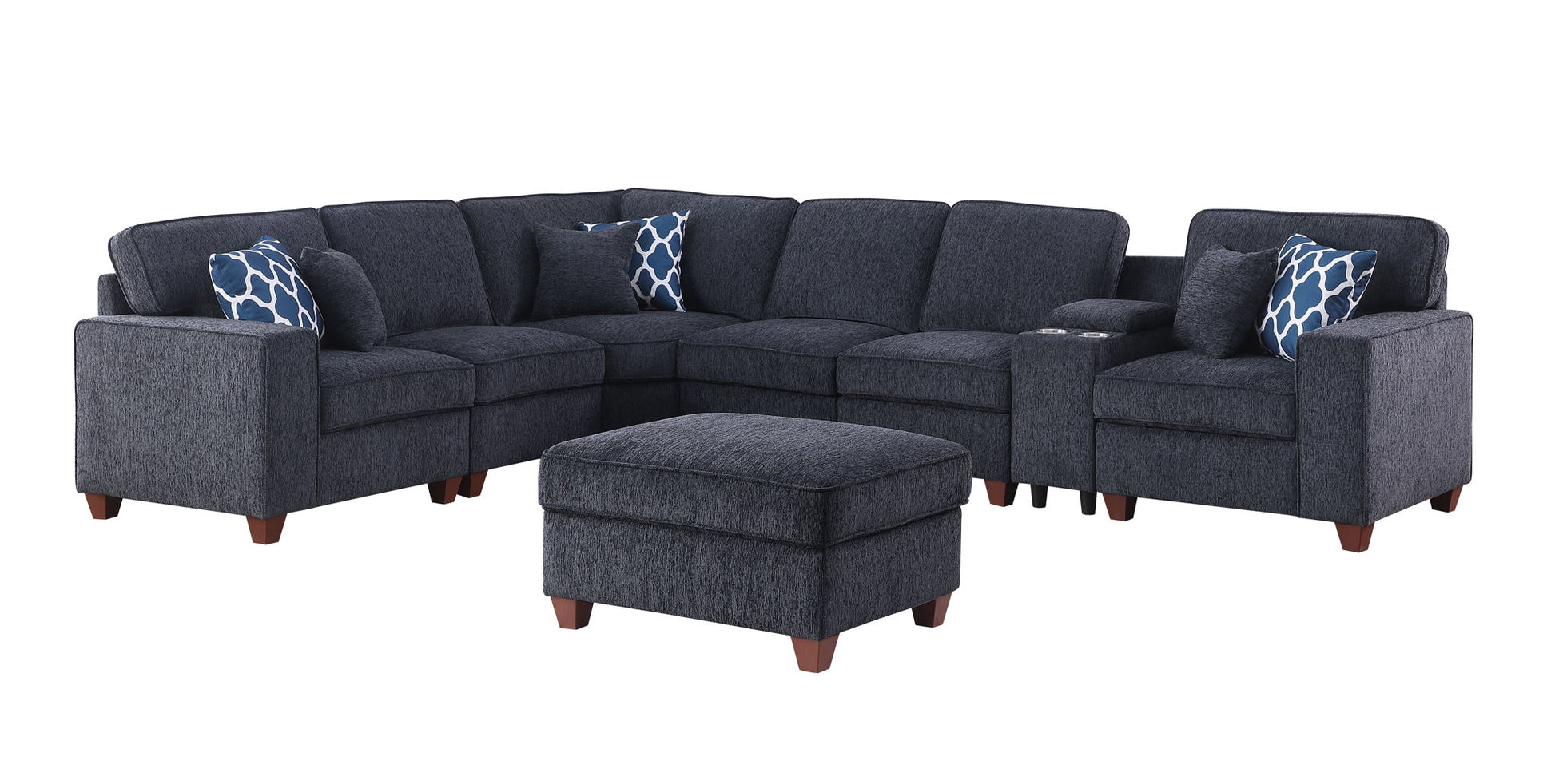 Gina - Sectional Sofa With Ottoman - Black - Best Buy Furniture