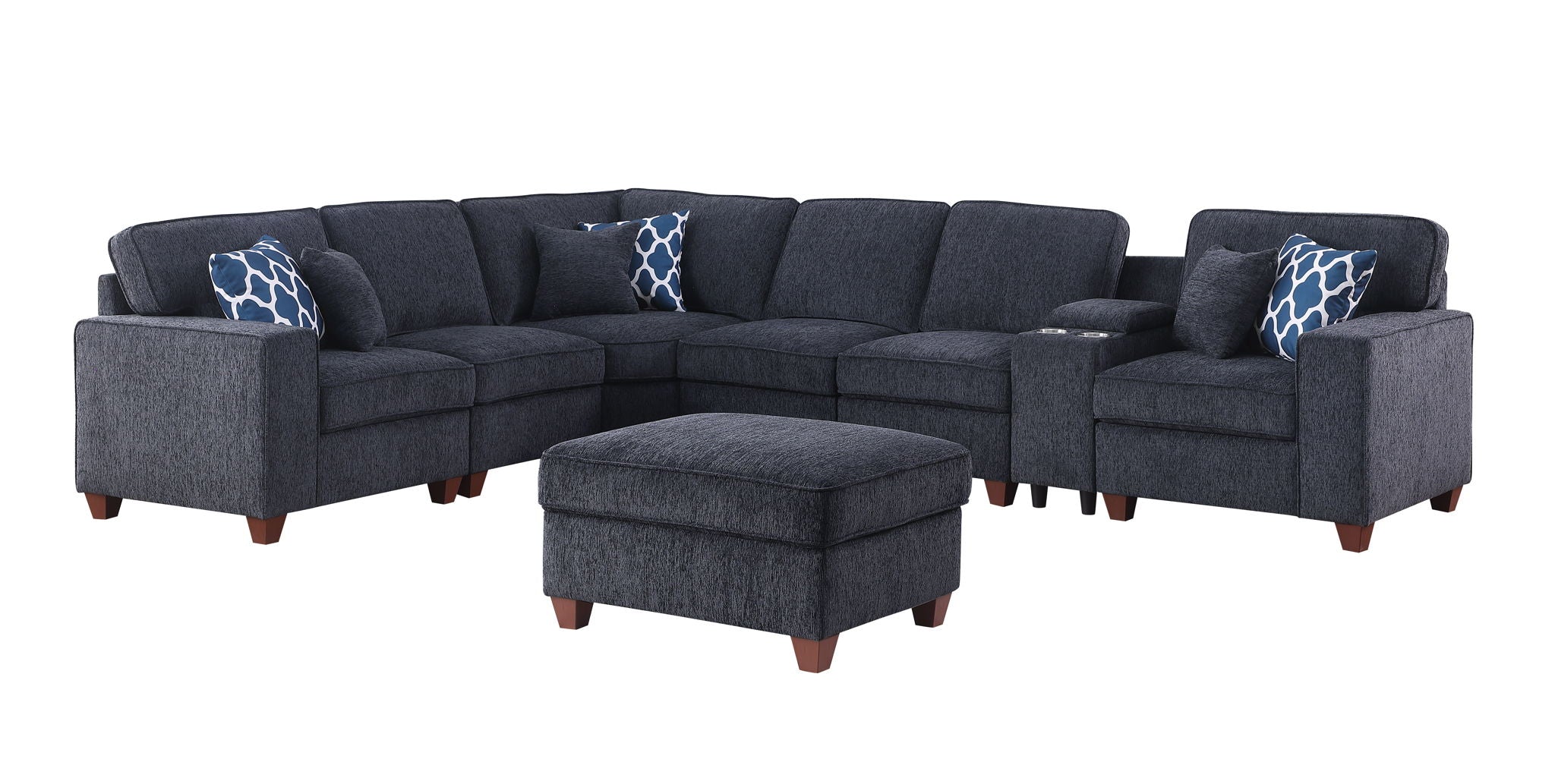 Gina - Sectional Sofa With Ottoman - Black - Best Buy Furniture