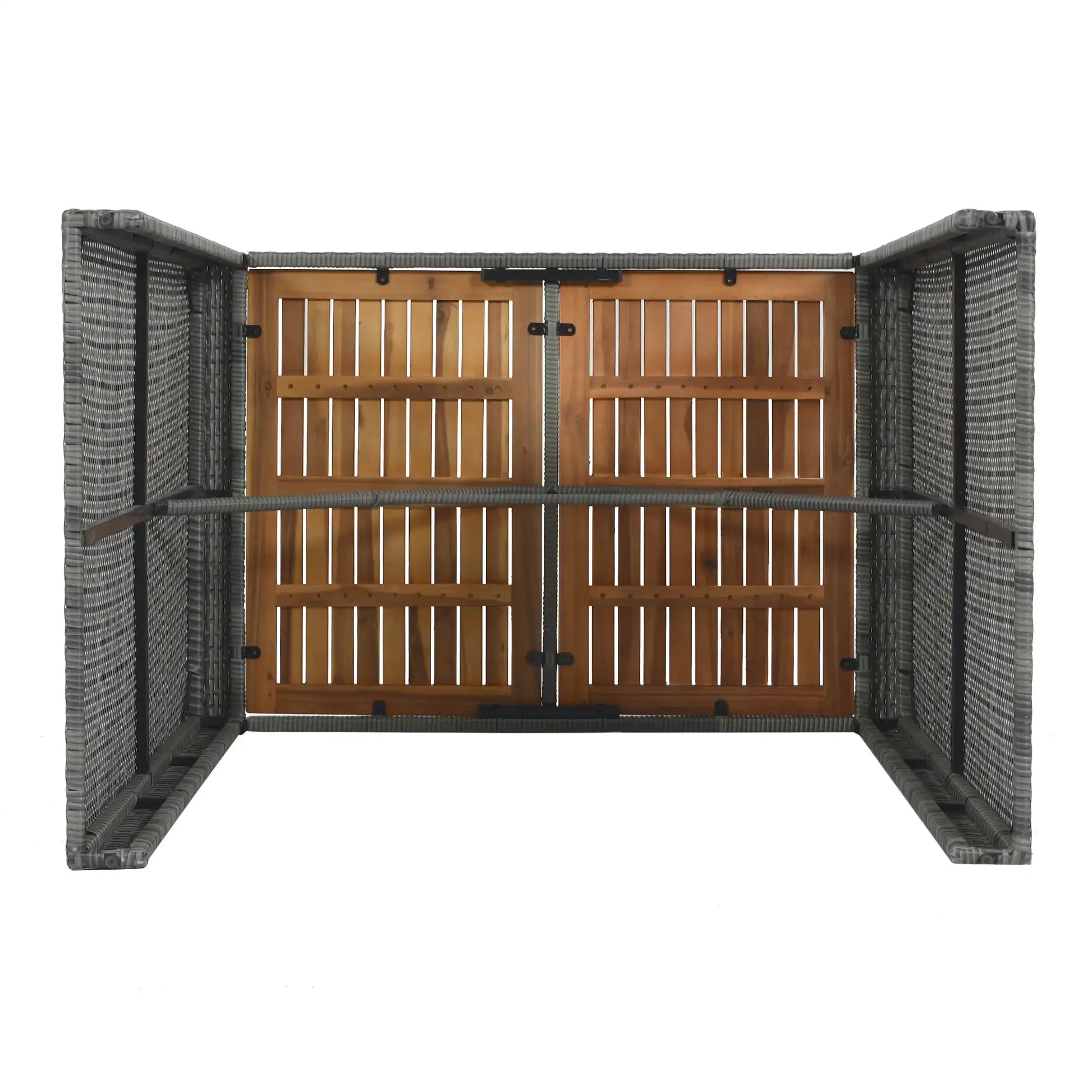 5 Piece Outdoor Wicker Bar Set with Acacia Wood Table, Brown & Gray - Best Buy Furniture