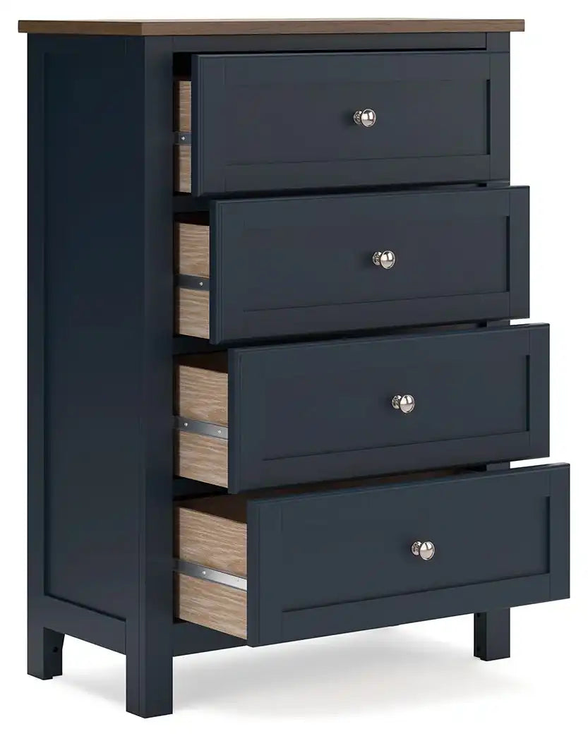 Landocken - Four Drawer Chest - Brown / Blue - Best Buy Furniture