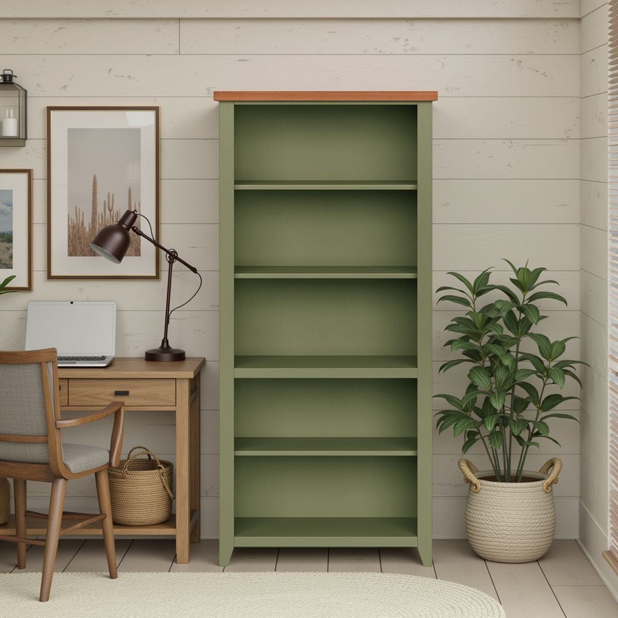 Vineyard - 72" High 5 Shelf Bookcase - Sage Green And Fruitwood - Best Buy Furniture