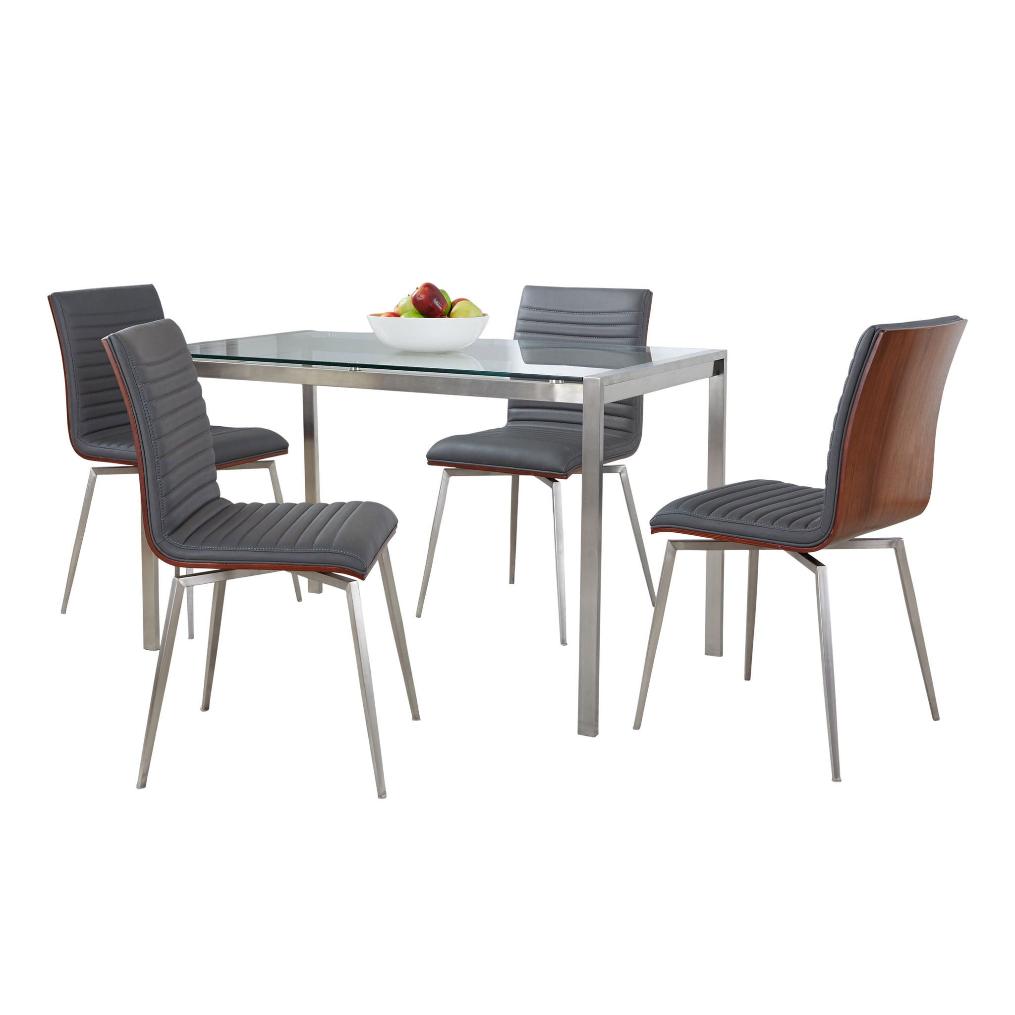 Fuji Mason - Swivel Contemporary Dining Set Dining Set, Glass, 5 Piece - Best Buy Furniture