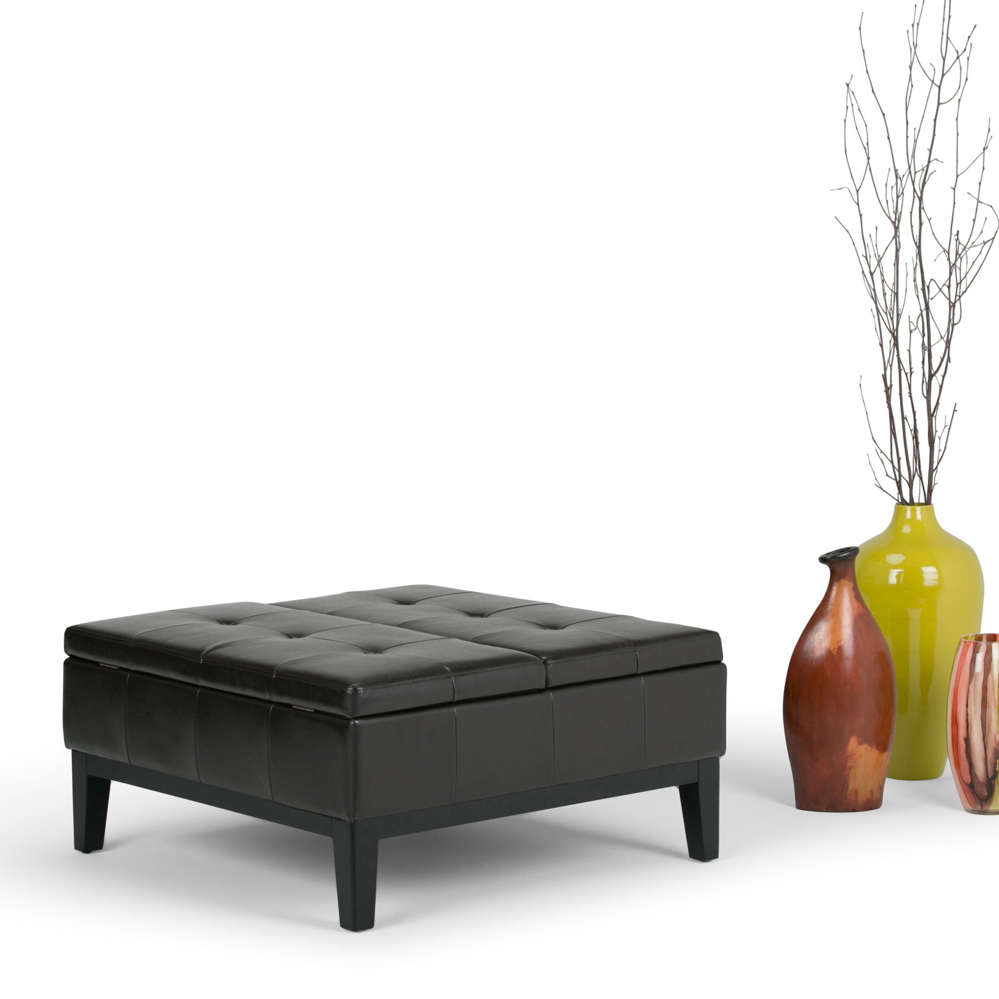 Dover - Square Coffee Table Storage Ottoman - Tanners Brown - Best Buy Furniture