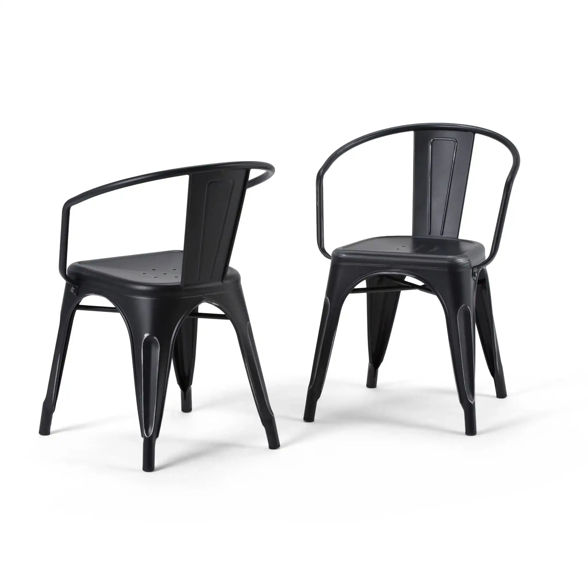 Larkin - Metal Dining Arm Chair (Set of 2) - Distressed Black / Silver - Best Buy Furniture