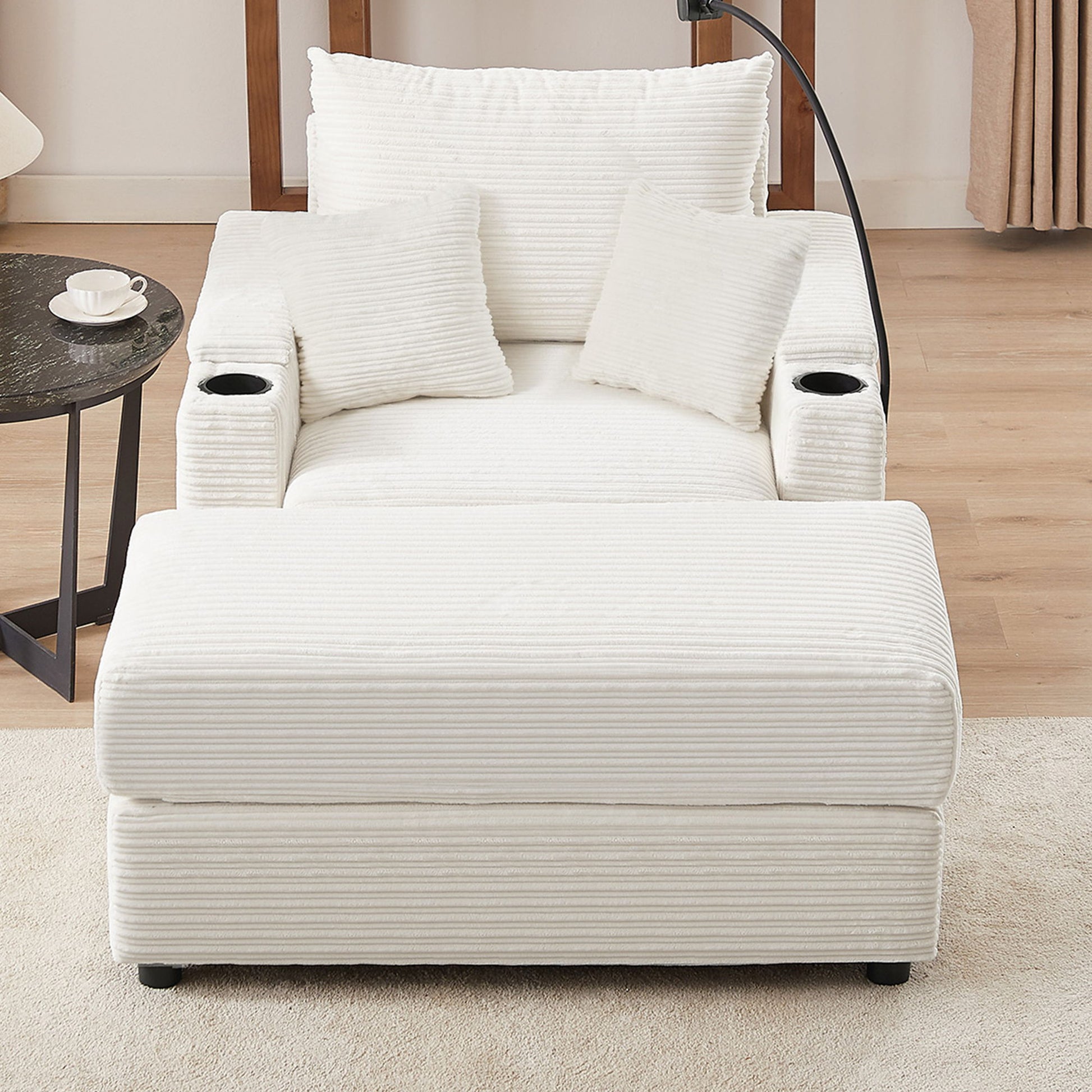 Modern Style Loveseat Sofa Sectional Sofa Couch With Storage Space, A Movable Ottoman, Two USB Ports, Two Cup Holders, A Phone Holder For Living Room - Best Buy Furniture