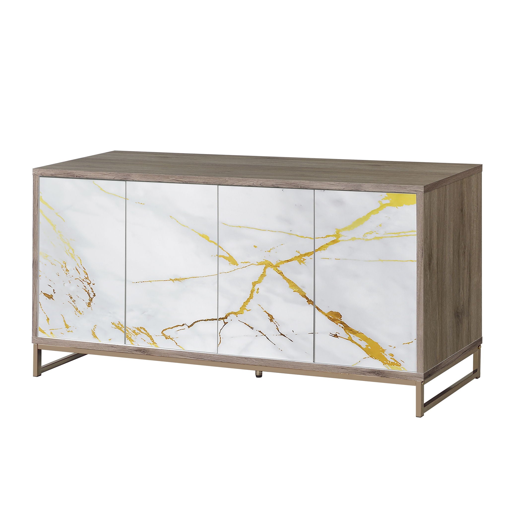 Paavan - Console Cabinet - White / ChampagneChampagne - Best Buy Furniture