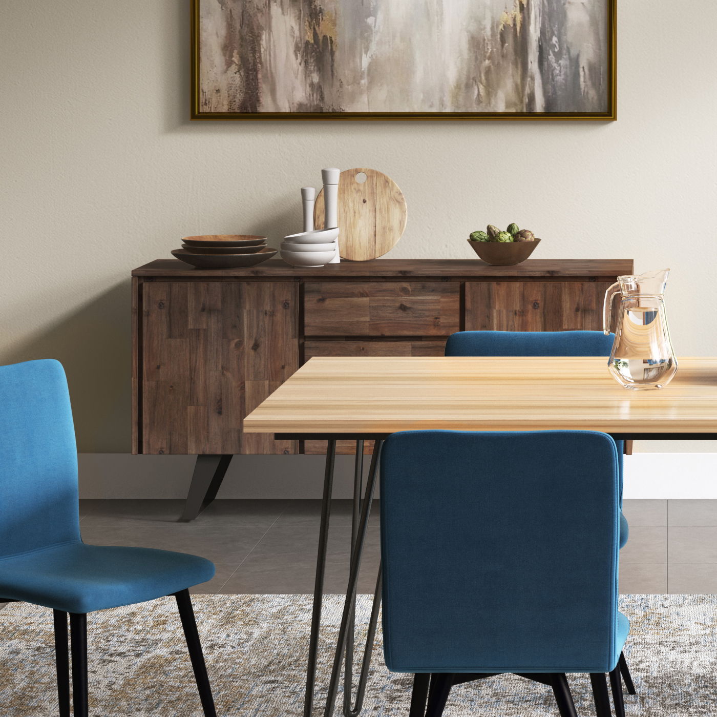 Lowry - Large 4 Door Sideboard Buffet - Distressed Charcoal Brown - Best Buy Furniture