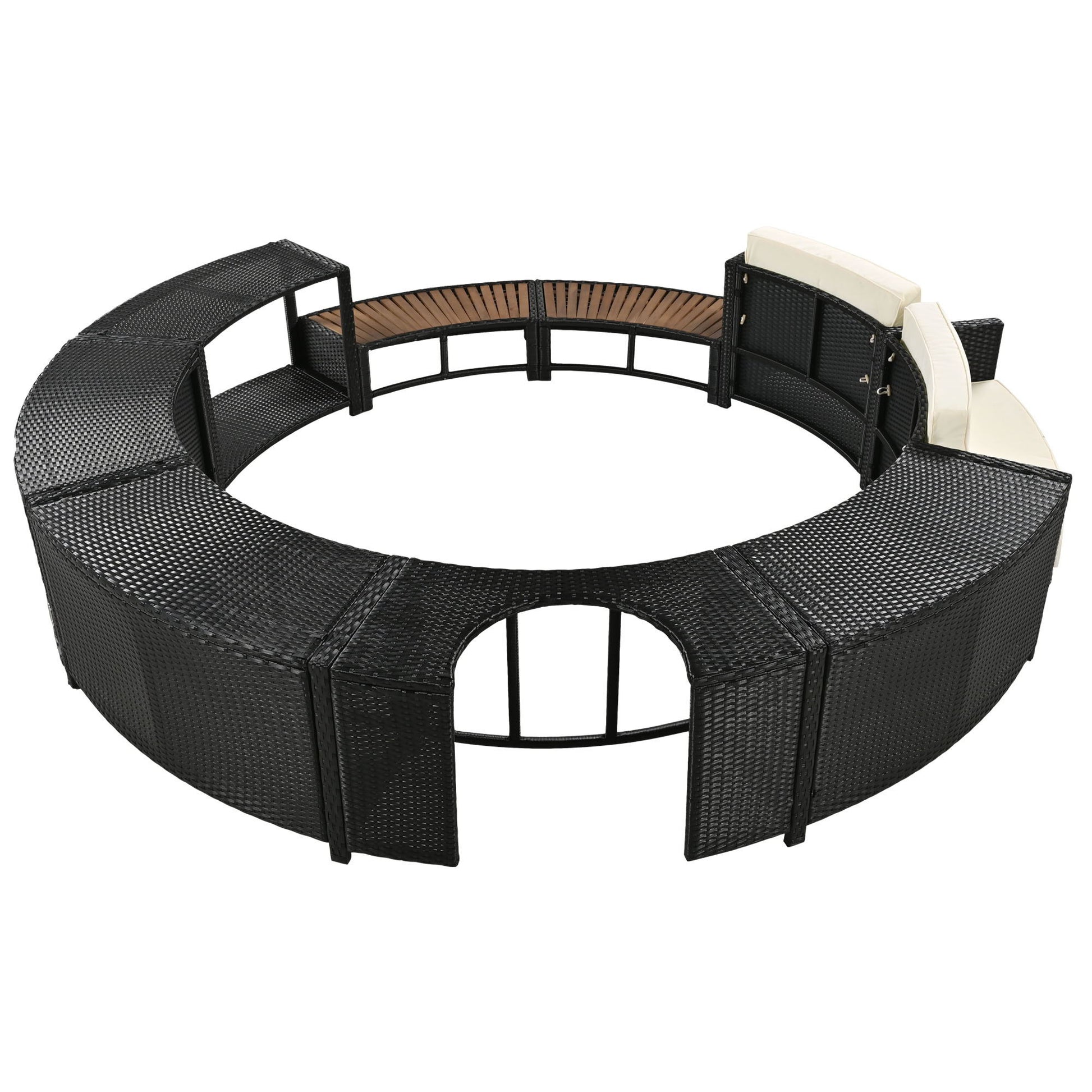 Spa Surround Spa Frame Patio Rattan Sofa Set With Storage Spaces, Mini Sofa And Comfortable Cushion For Patio, Backyard - Best Buy Furniture