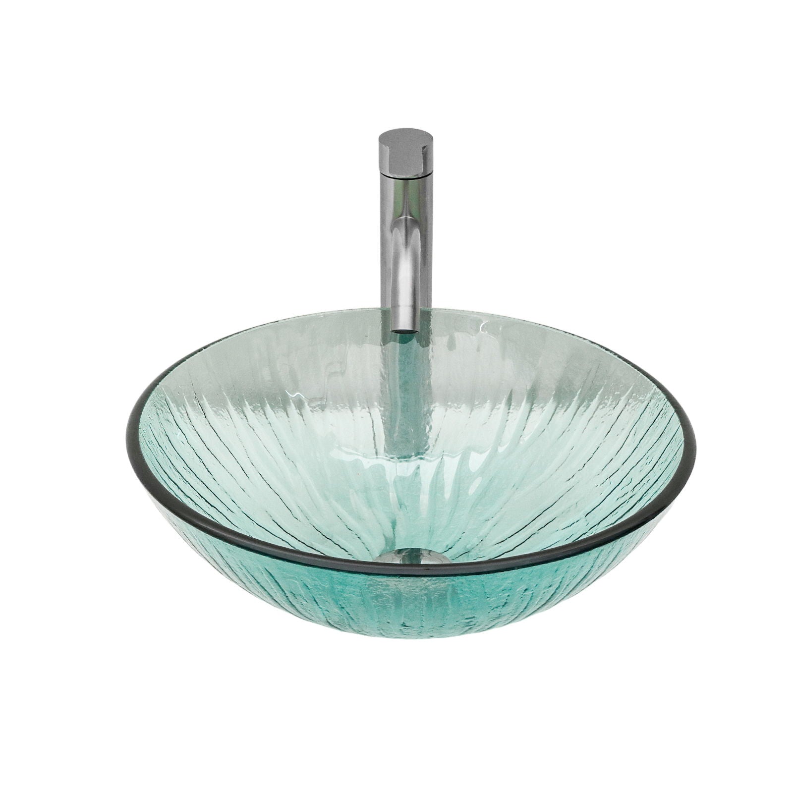 Vessel Sink With Trim, Round Bowl, Pop Up Drain (No Faucet) - Green