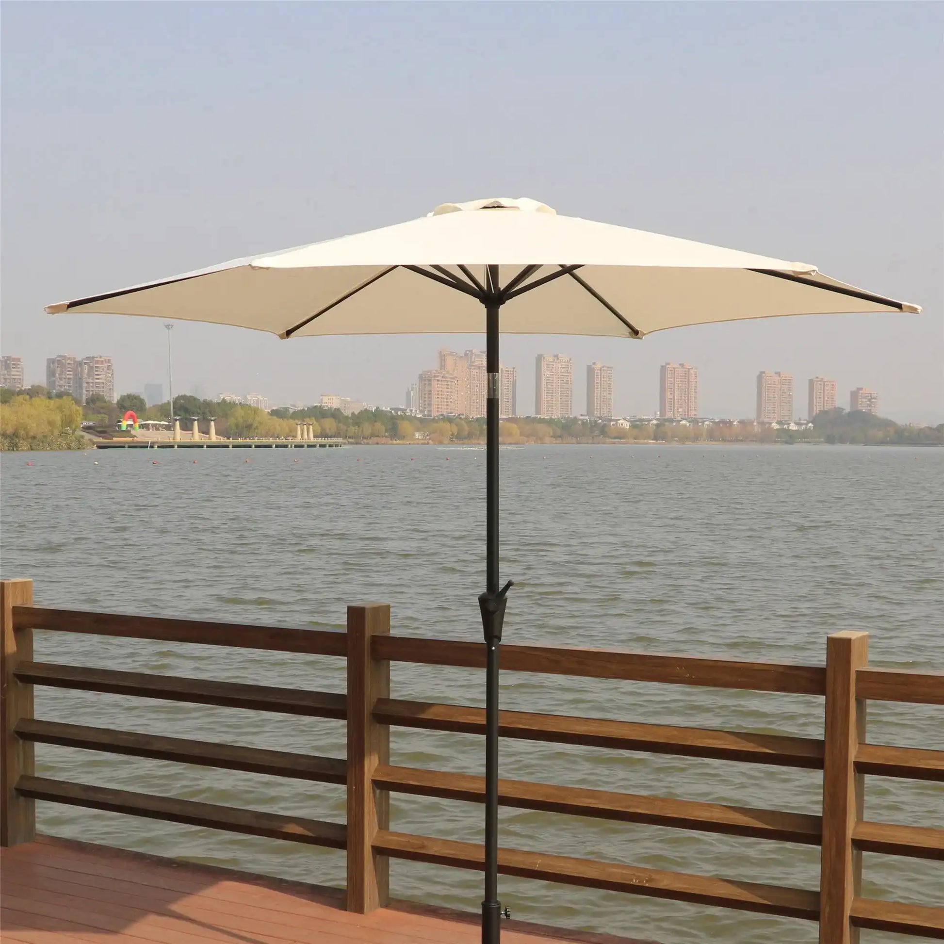 8.8' Outdoor Aluminum Patio Umbrella With 42 Pound Round Resin Umbrella Base - Best Buy Furniture