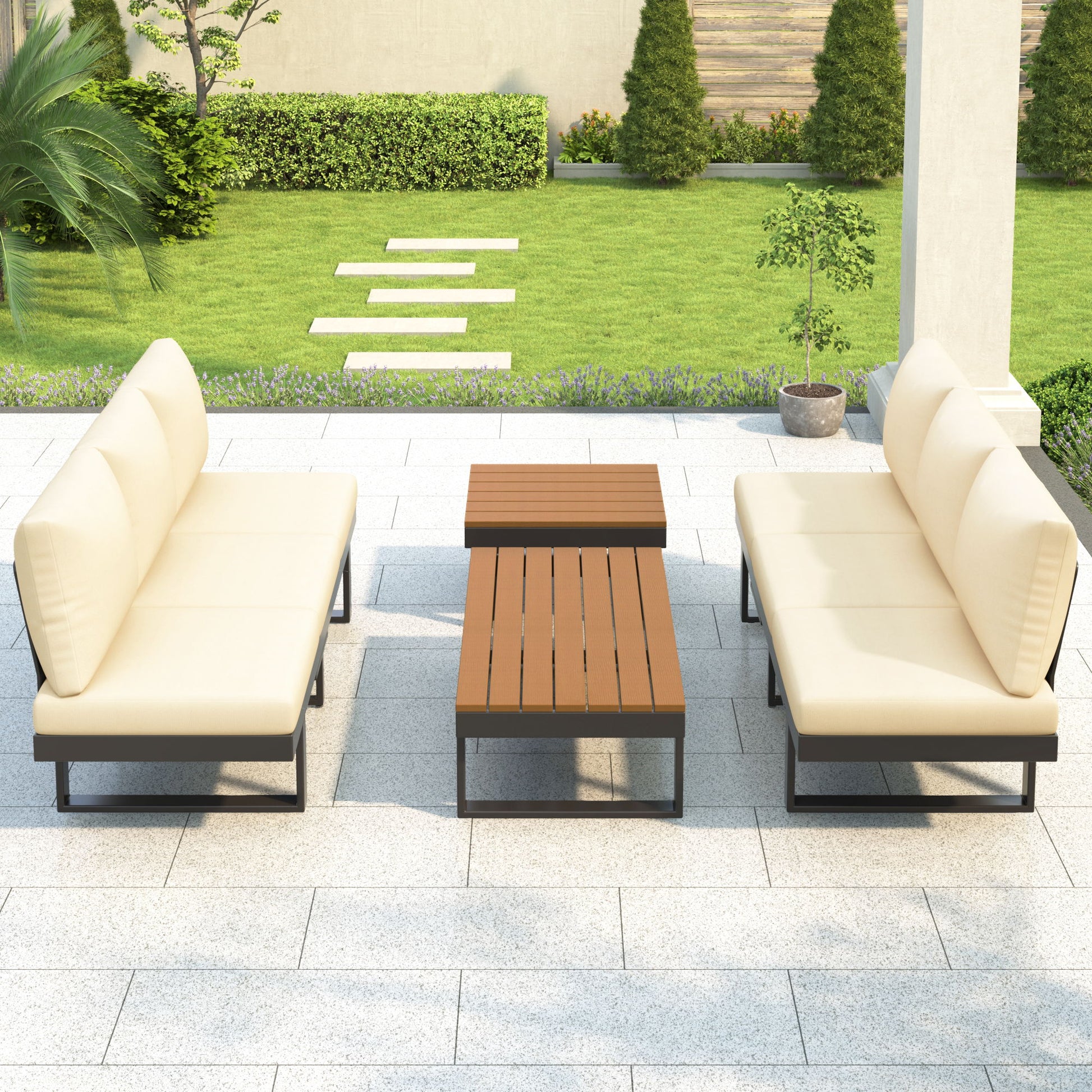 Outdoor Sectional Sofa Set With Adjustable Reclining Seats - Best Buy Furniture