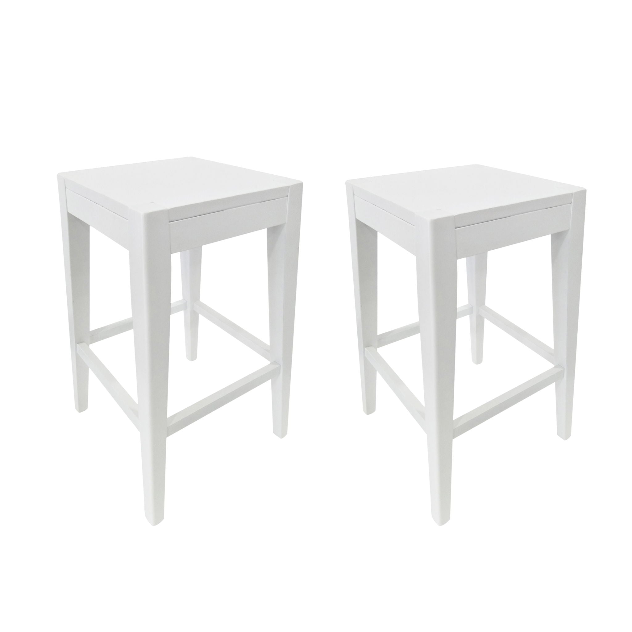 Counter Barstool (Set of 2), Rubber Wood - White - Best Buy Furniture