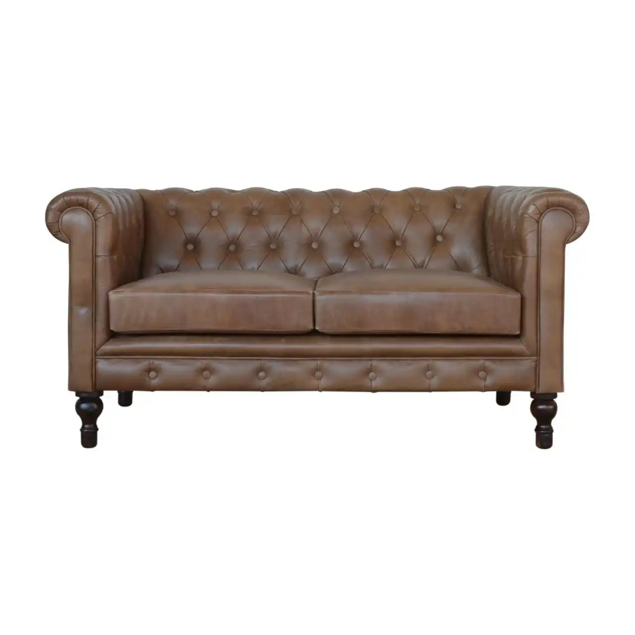 Buffalo - Leather Chesterfield Sofa - Brown - Best Buy Furniture