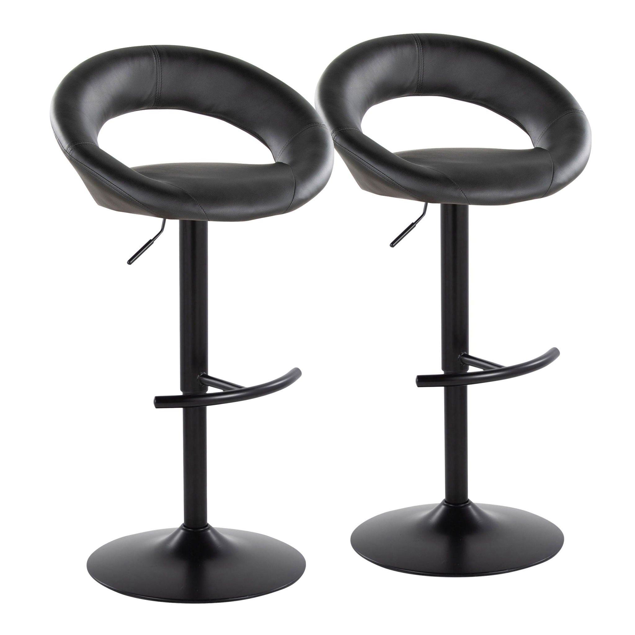 Posh - Contemporary Adjustable Barstool With Swivel & Rounded T Footrest (Set of 2) - Best Buy Furniture