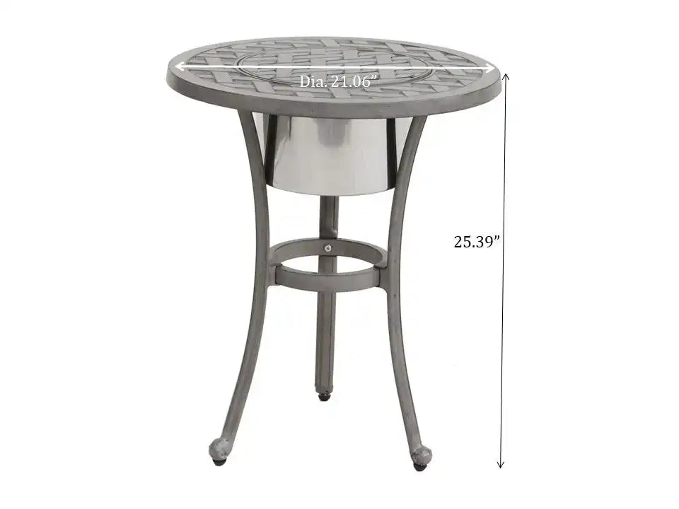 21" Cast Aluminum Round Table With Ice Bucket - Best Buy Furniture