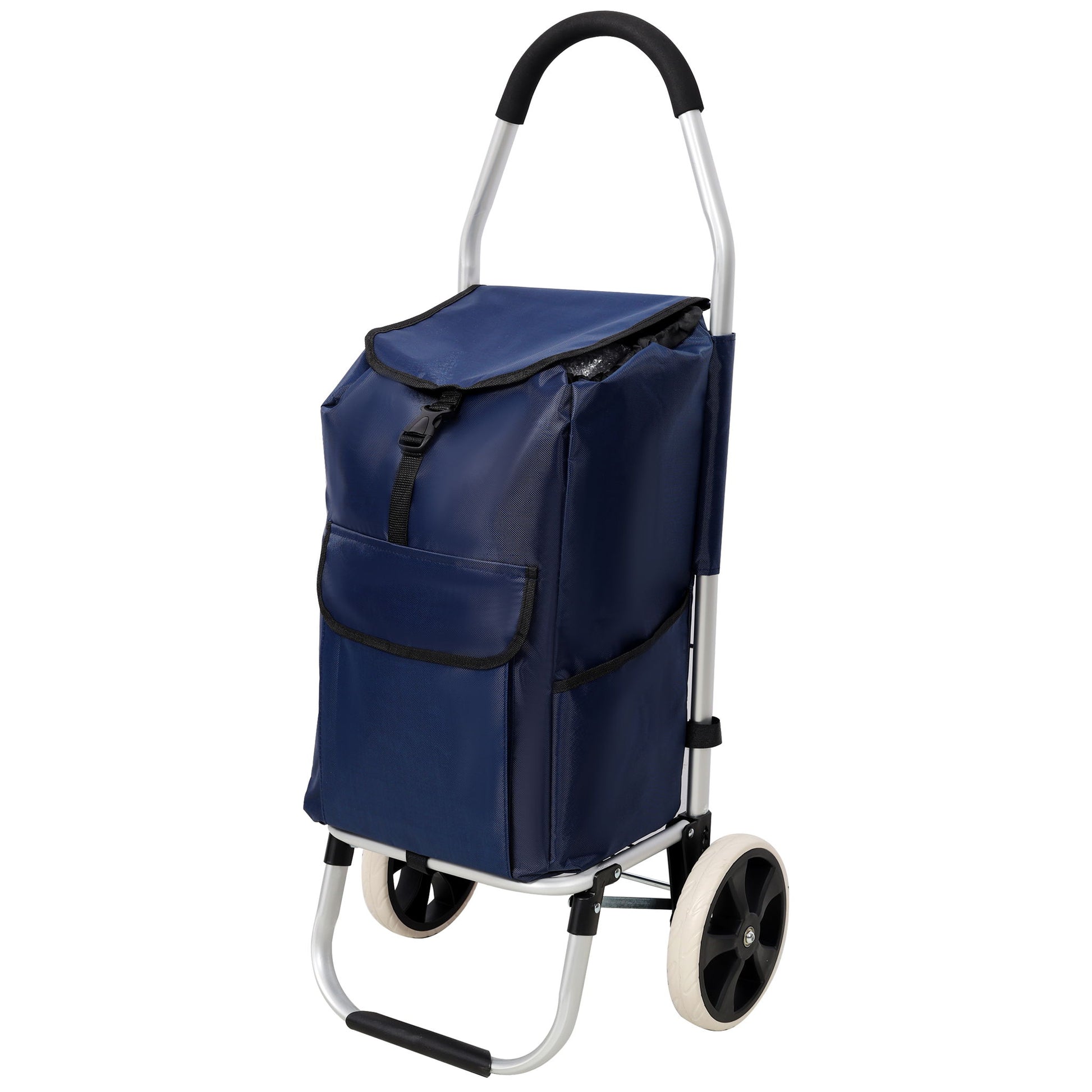 Foldable Shopping Trolley With Wheels And Waterproof Bag - Blue - Best Buy Furniture