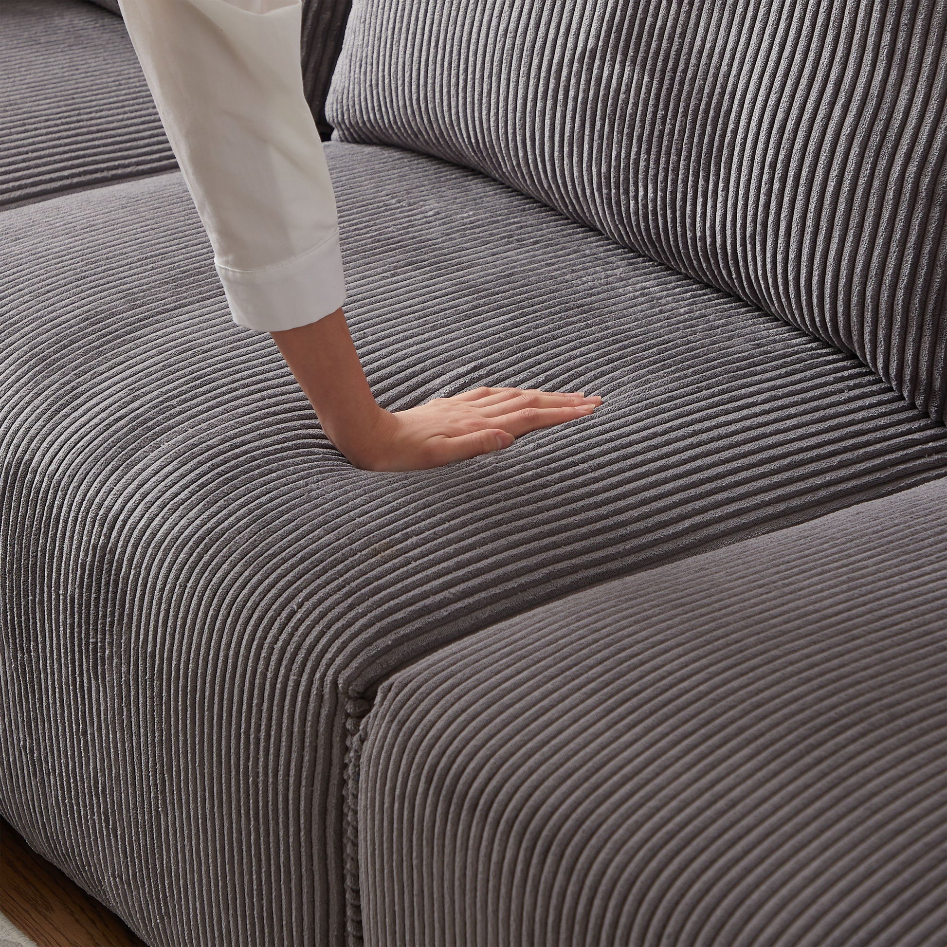 Modern Minimalist Corduroy Combination Sofa With 2 Comfort Cushions With USB & C Charging Ports - Best Buy Furniture