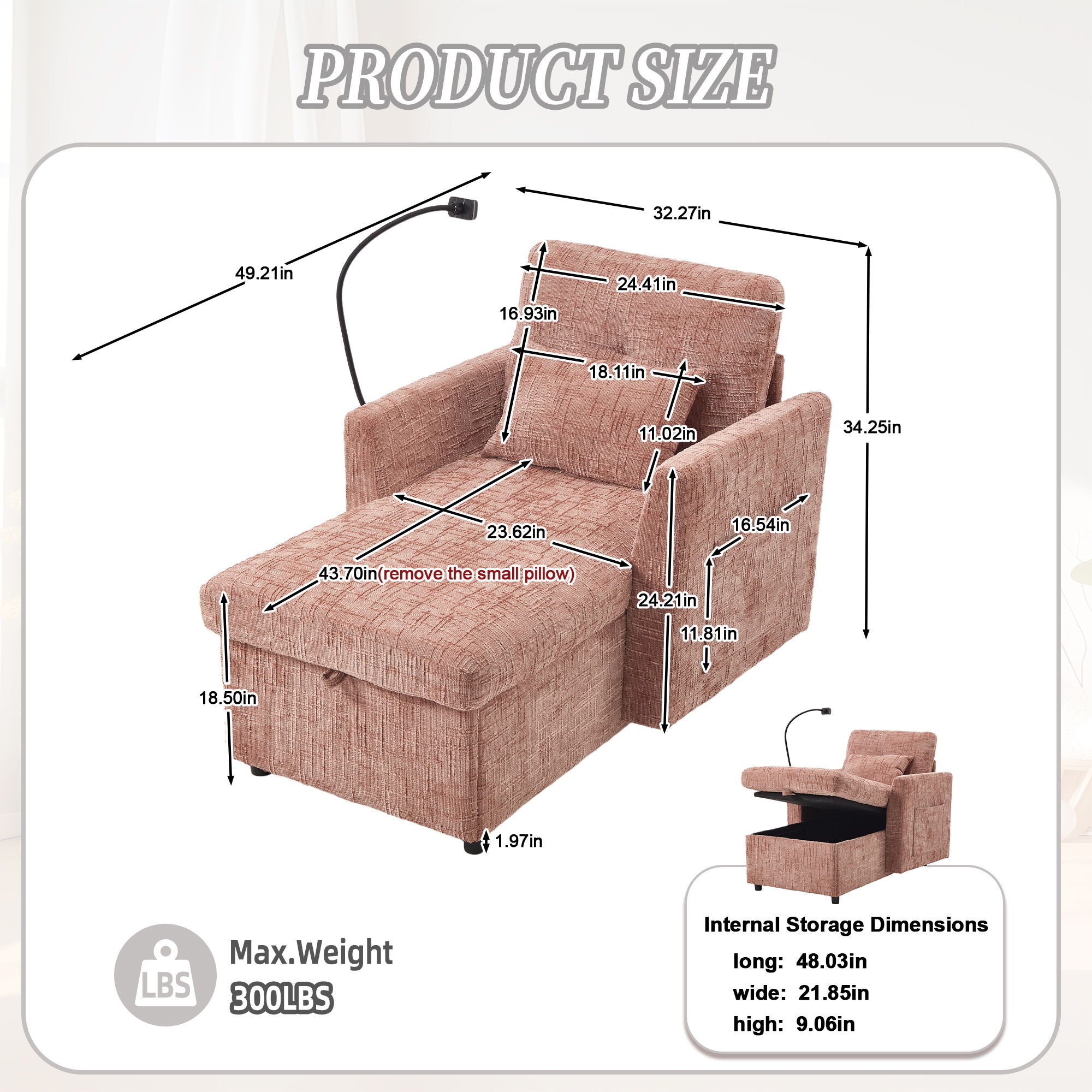 Multifunctional Chenille Recliner Sofa With Storage And Phone Bracket - Best Buy Furniture