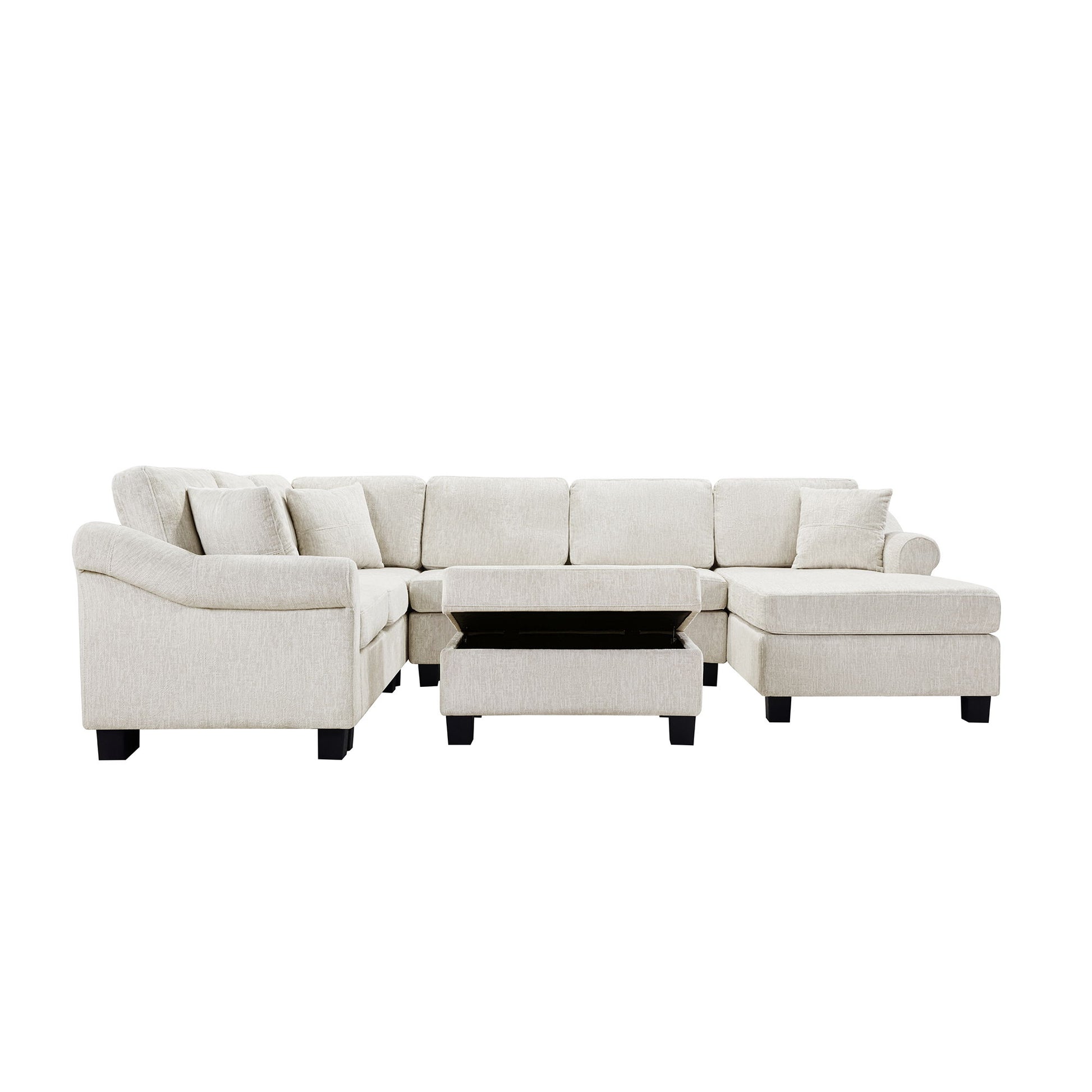 Contemporary U - Shaped Sectional Sofa With Movable Storage Ottoman - Best Buy Furniture