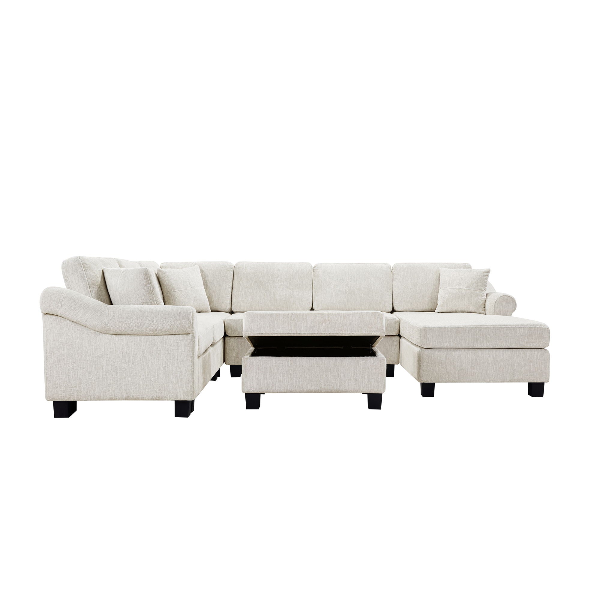 Contemporary U - Shaped Sectional Sofa With Movable Storage Ottoman - Best Buy Furniture