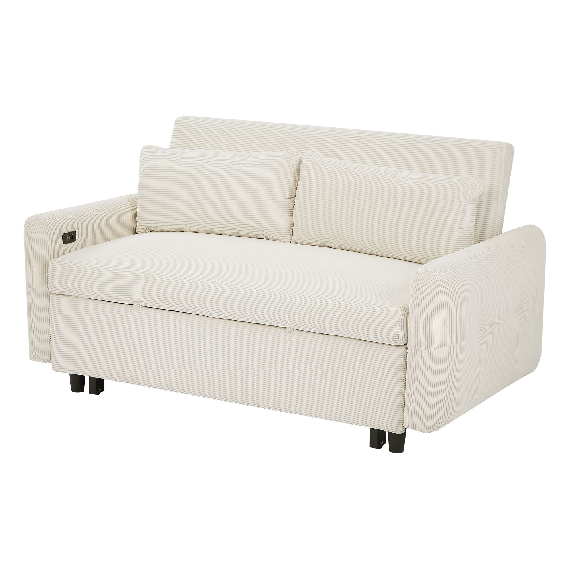 Pull-Out 2 Seat Modern Sleeper Sofa With 2 Throw Pillows And USB Ports - Best Buy Furniture