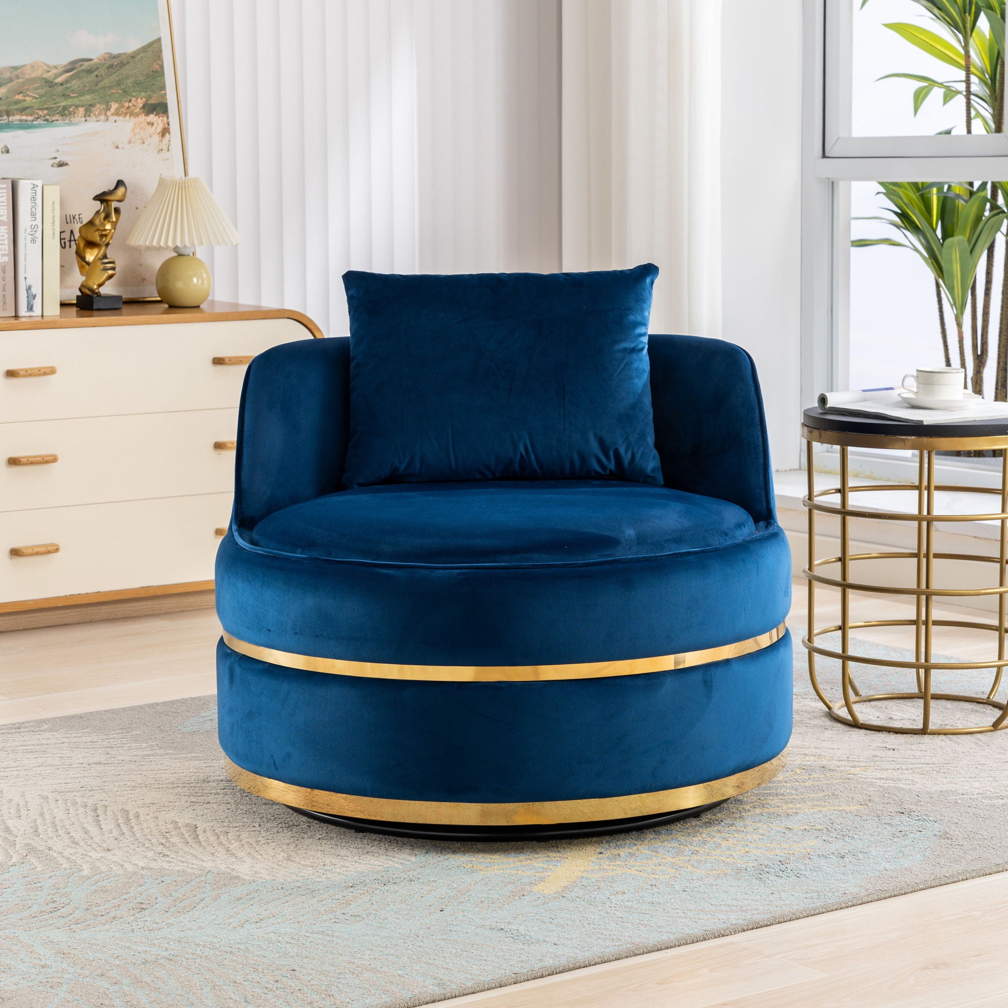 360 Degree Swivel Over Sized Upholstered Barrel Chair - Best Buy Furniture