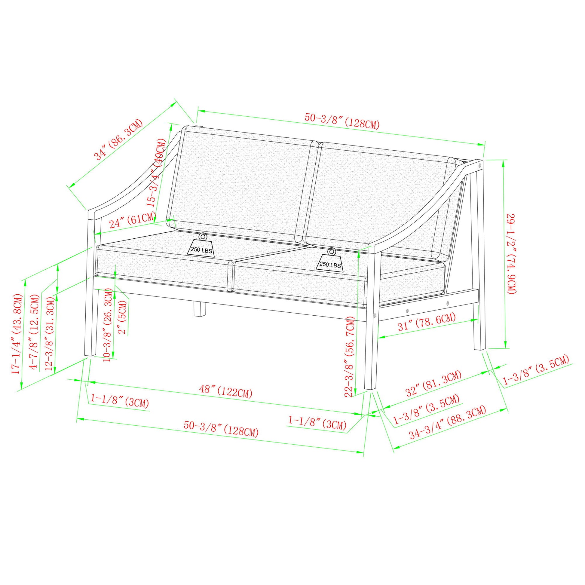 Modern Curved Arm Upholstered Outdoor Loveseat - Best Buy Furniture