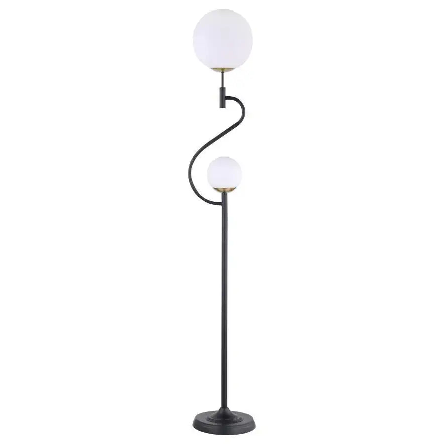 Dacki - Dual Spherical Bulb Metal Floor Lamp - Black - Best Buy Furniture