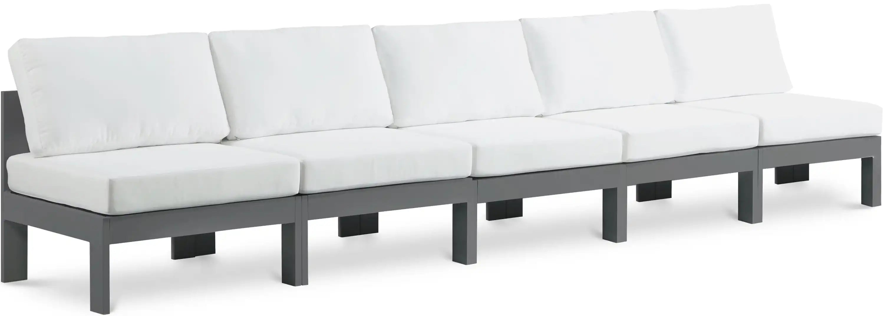 Nizuc - Outdoor Patio 5 Seat Modular Armless Sofa With Gray Frame - Best Buy Furniture