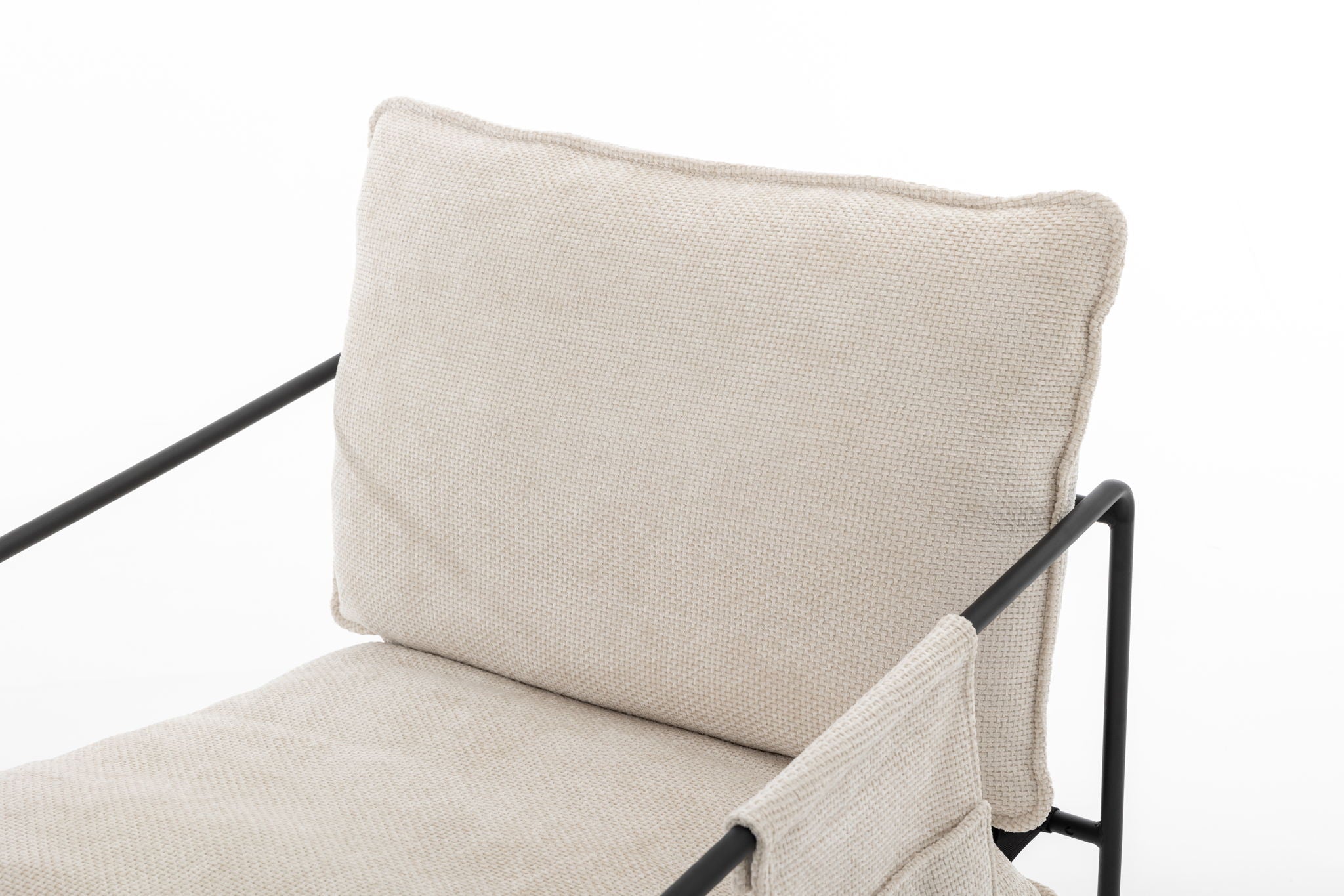 Upholstered Hanging Armchair With Arm Pocket Metal Frame (Set of 2), Crushed Foam Cushions And Skin-Friendly Braid For Living Room And Bedroom - Best Buy Furniture