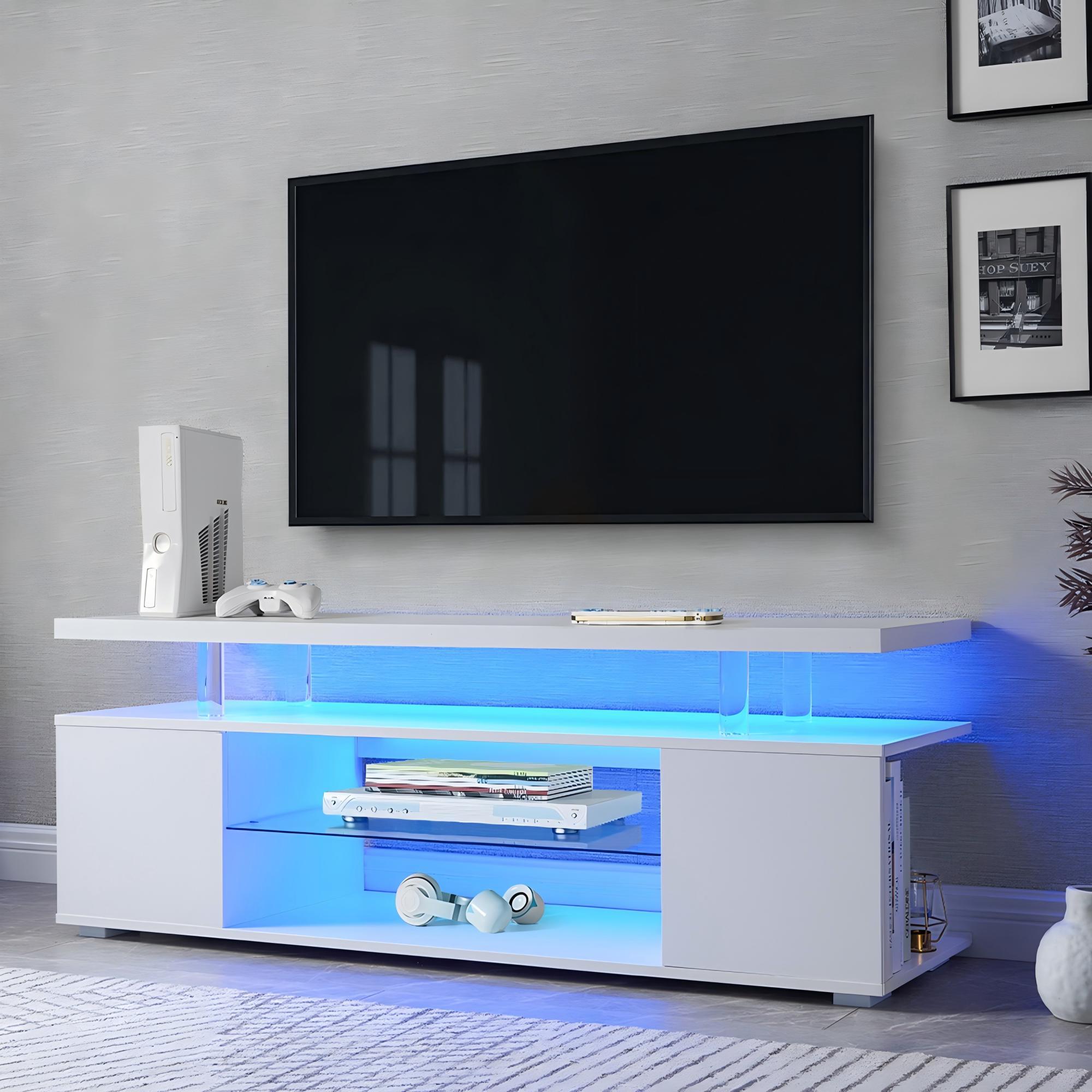 TV Stant With LED And Large Side Cabinet - Best Buy Furniture