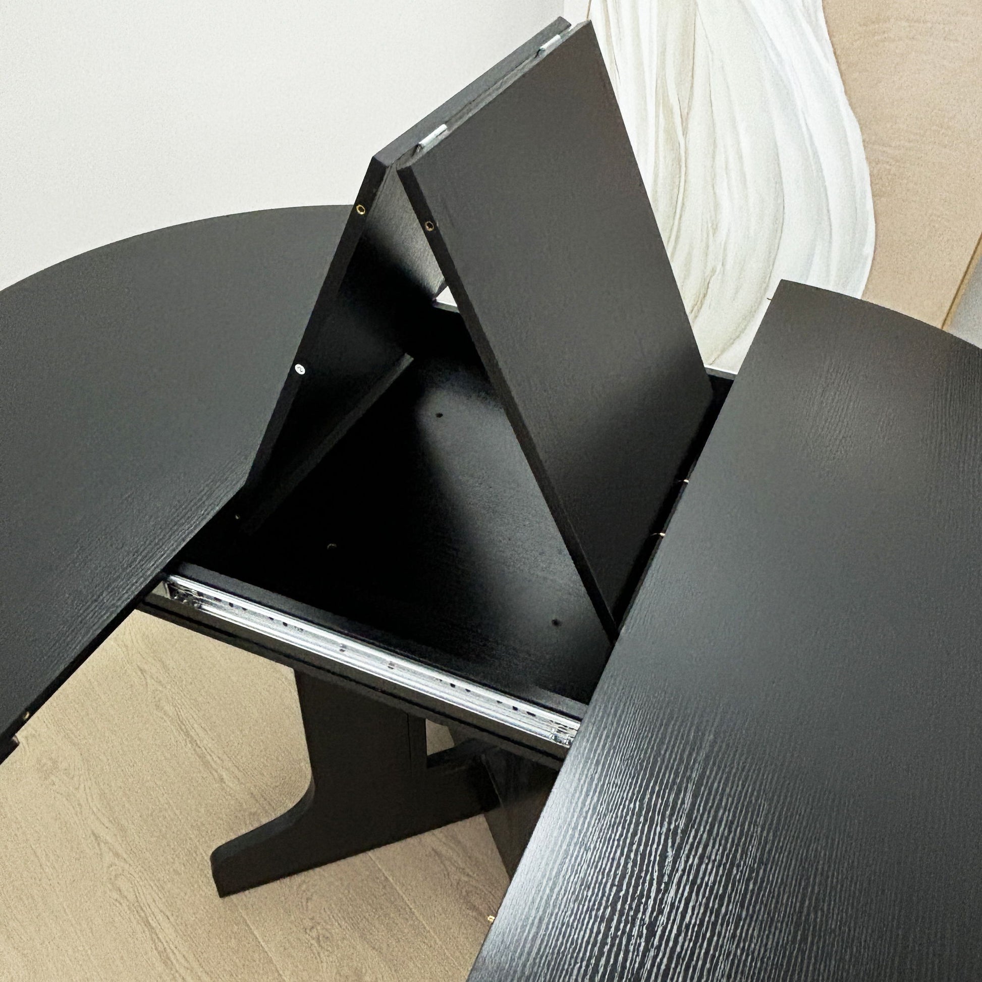 Dining Table For Farmhouse Kitchen Expandable Oval Table Top With Removable Leaf Trestle X Shaped Base - Black - Best Buy Furniture