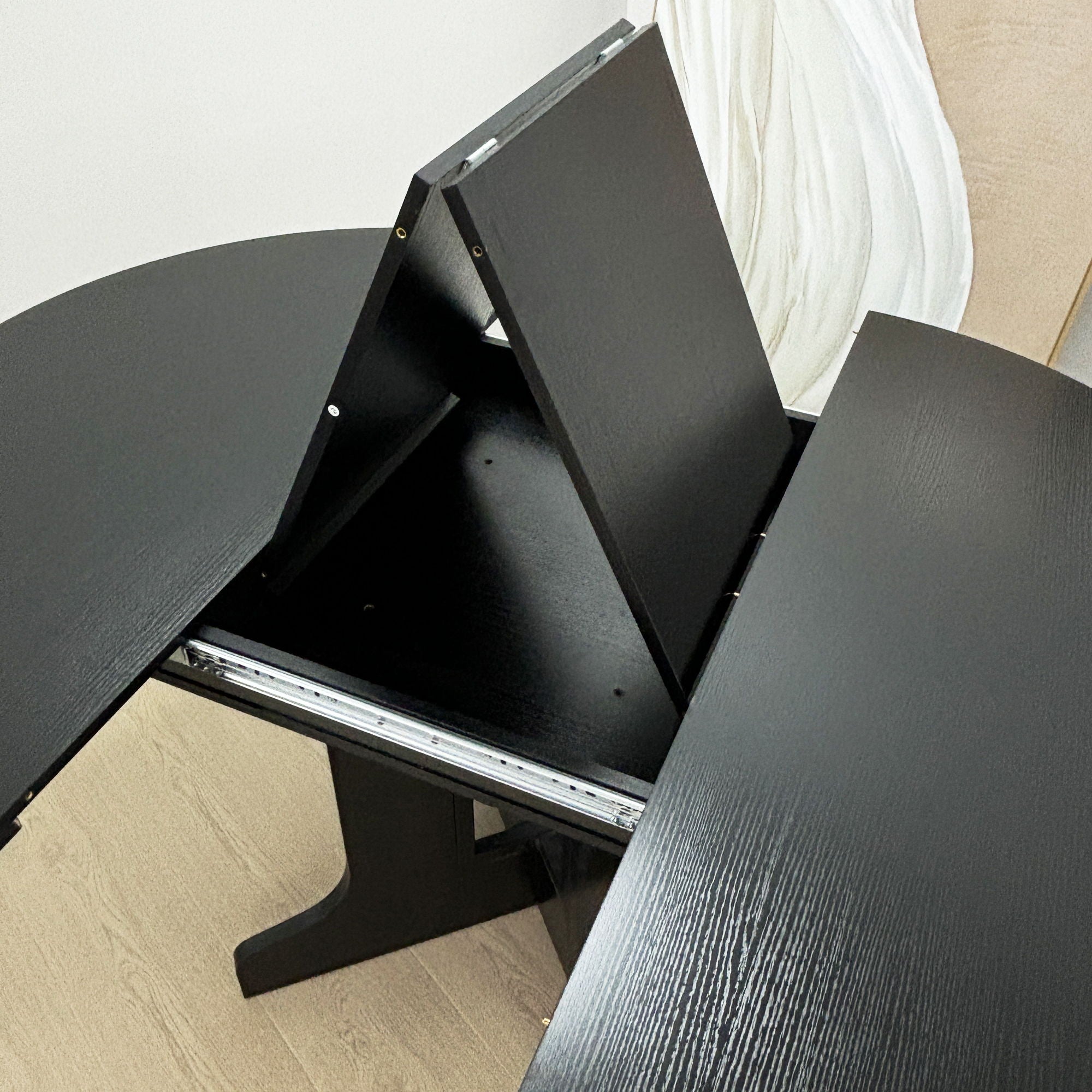 Dining Table For Farmhouse Kitchen Expandable Oval Table Top With Removable Leaf Trestle X Shaped Base - Black - Best Buy Furniture