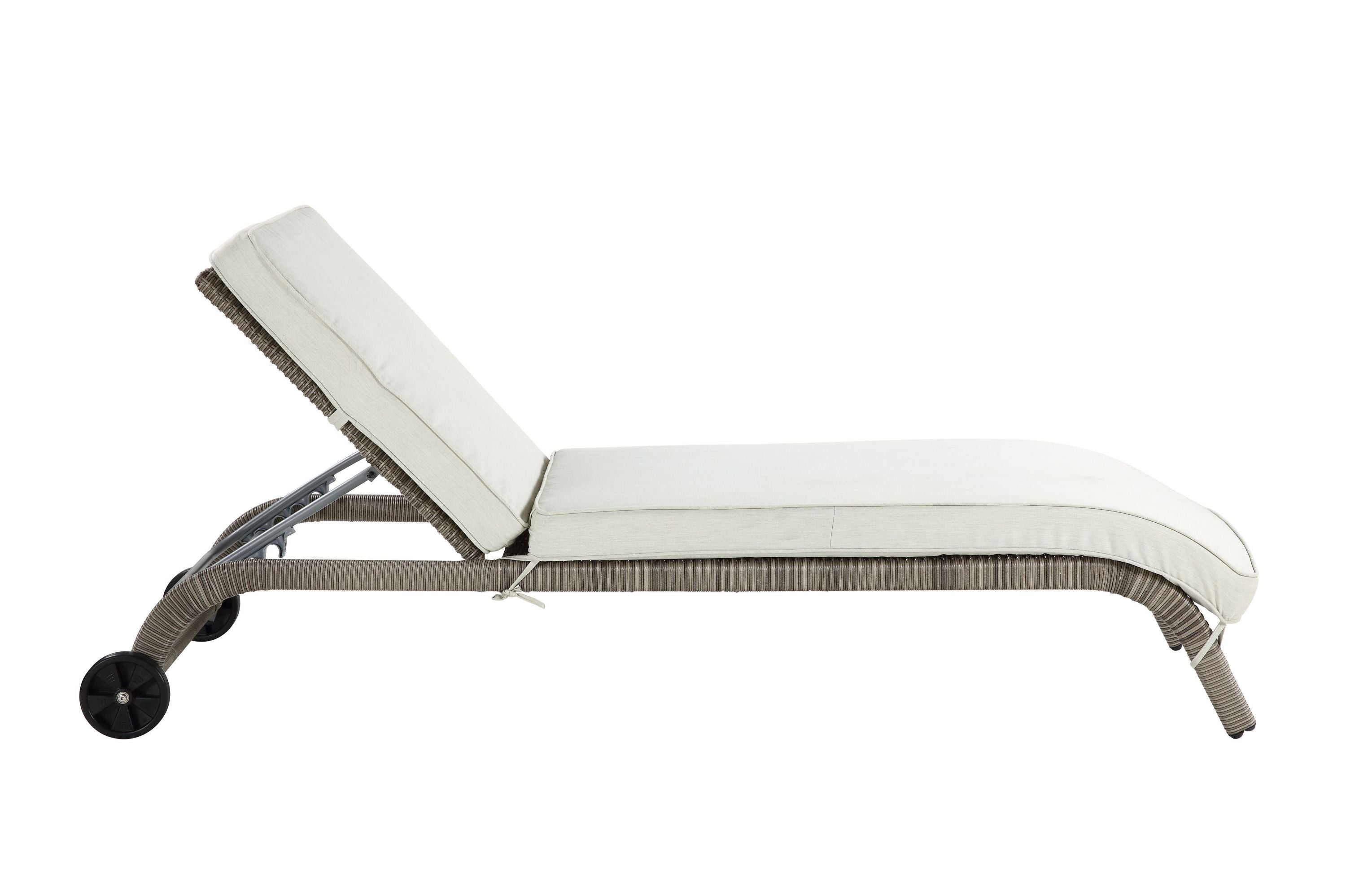 Salena Beige Fabric & Gray Finish Patio Sun Lounge - Best Buy Furniture