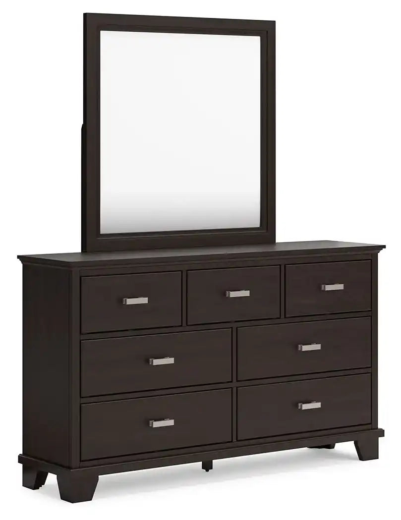 Covetown - Dresser And Mirror - Dark Brown - Best Buy Furniture