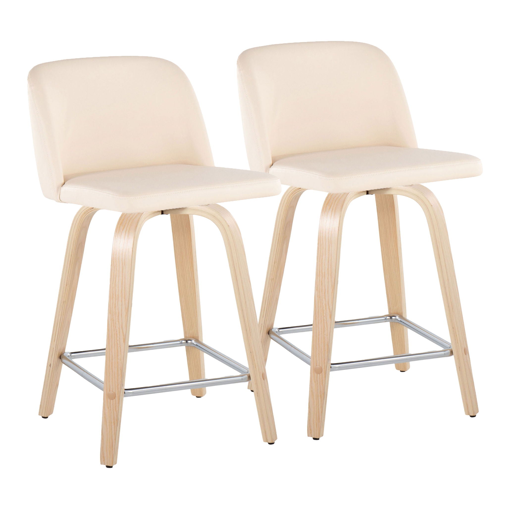Toriano - Contemporary Fixed Height Counter Stool With Swivel With Square Footrest (Set of 2) - Best Buy Furniture