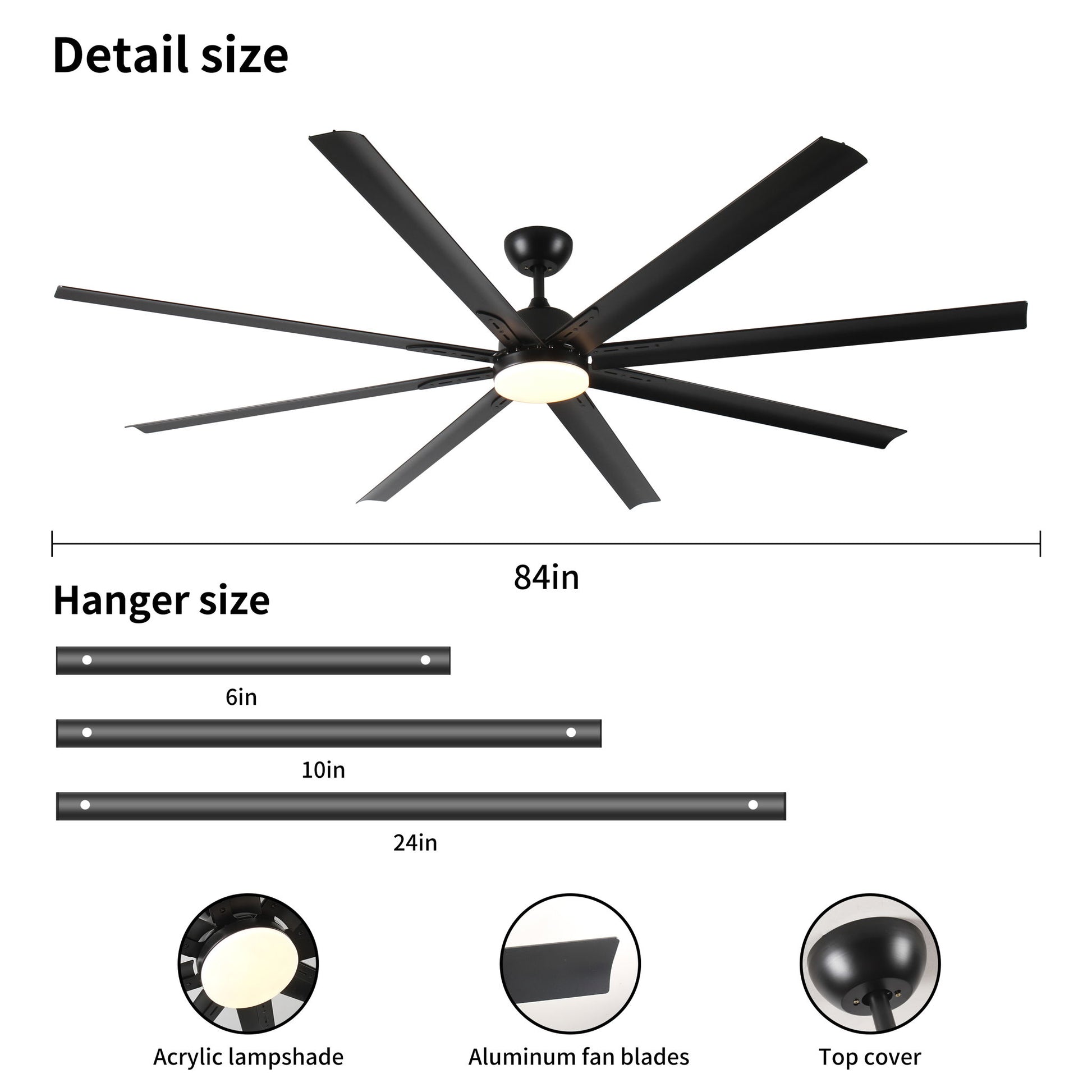 Super Large Black Ceiling Fan With Remote Control - Black - Best Buy Furniture