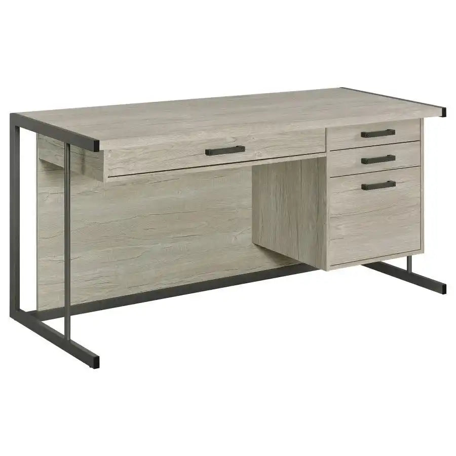 Loomis - 4-Drawer Computer Desk - Whitewashed Gray - Best Buy Furniture