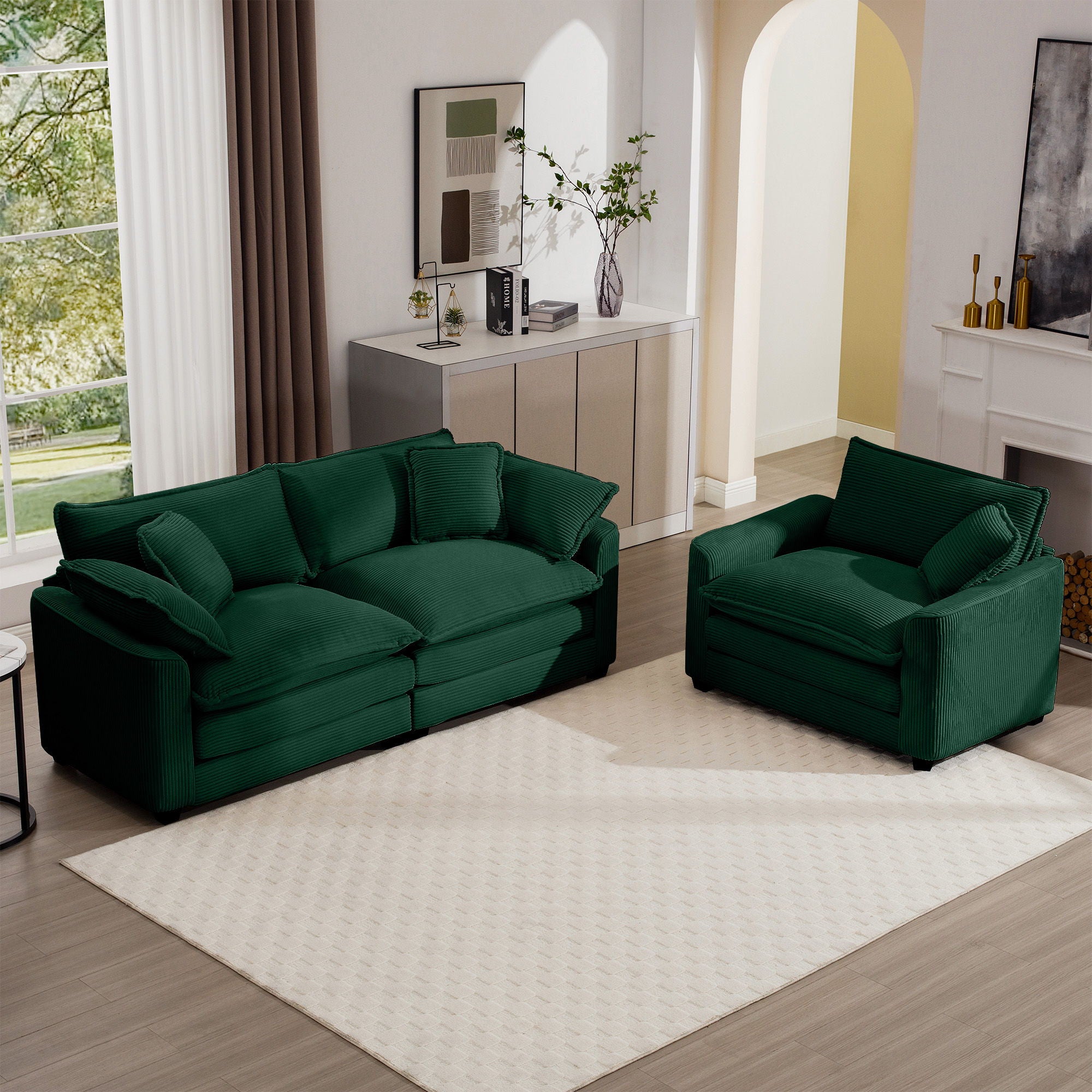 Elegant Corduroy Oversized Sectional Sofa Set With Deep Seats And Flexible Layout - Best Buy Furniture